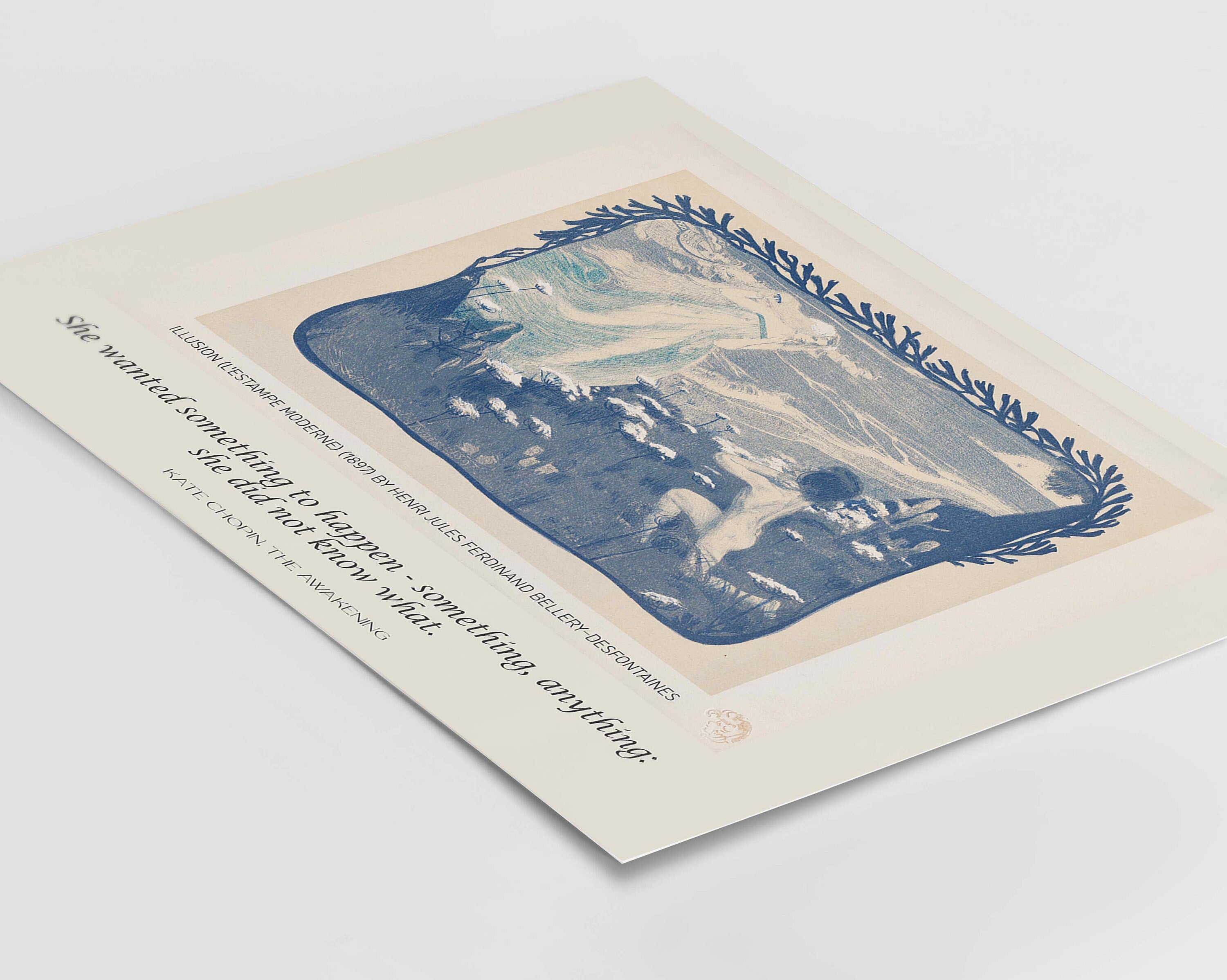 Kate Chopin Literary Art Print, The Awakening Quote with Desfontaines Drawing