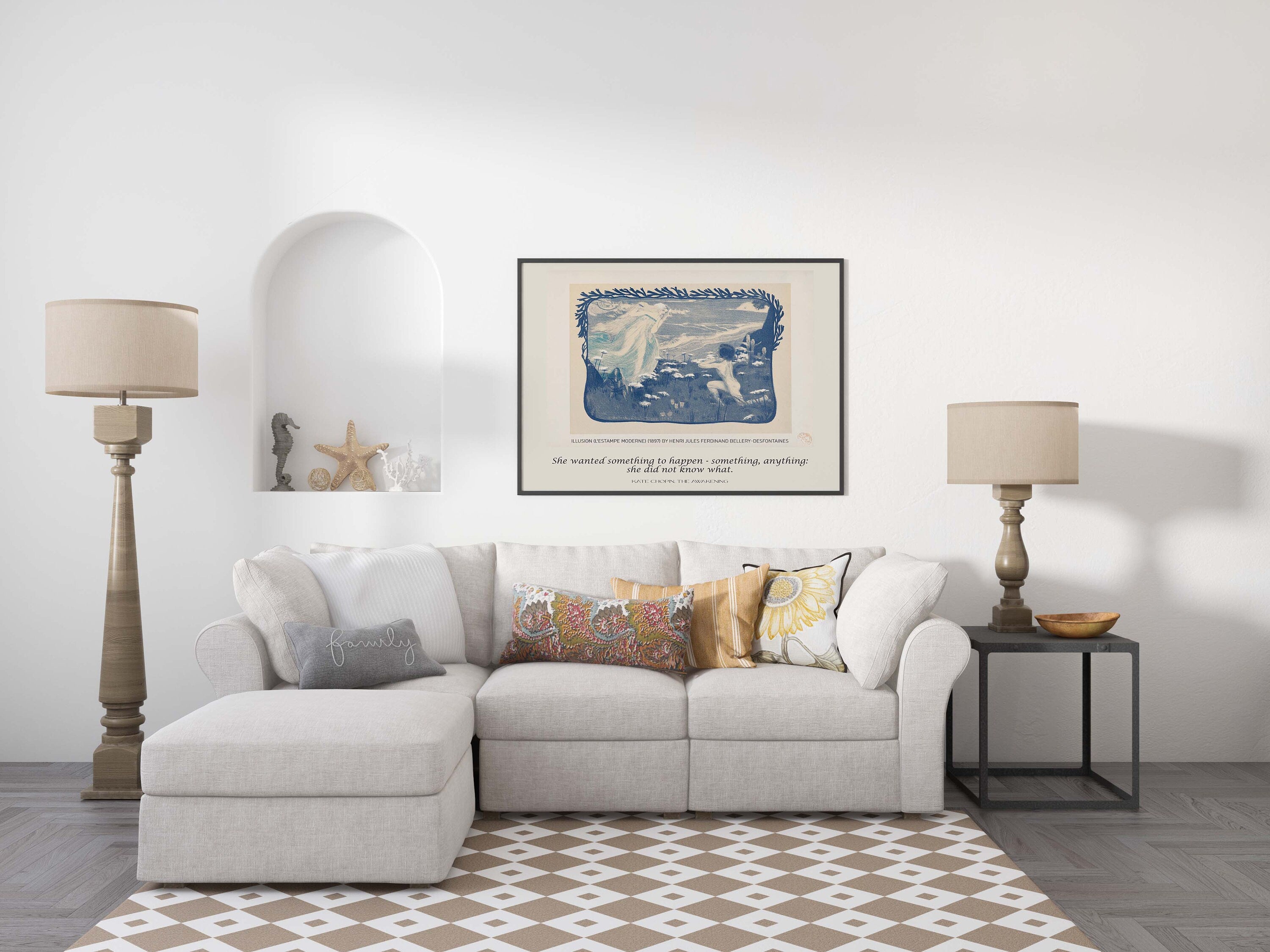Kate Chopin Literary Art Print, The Awakening Quote with Desfontaines Drawing
