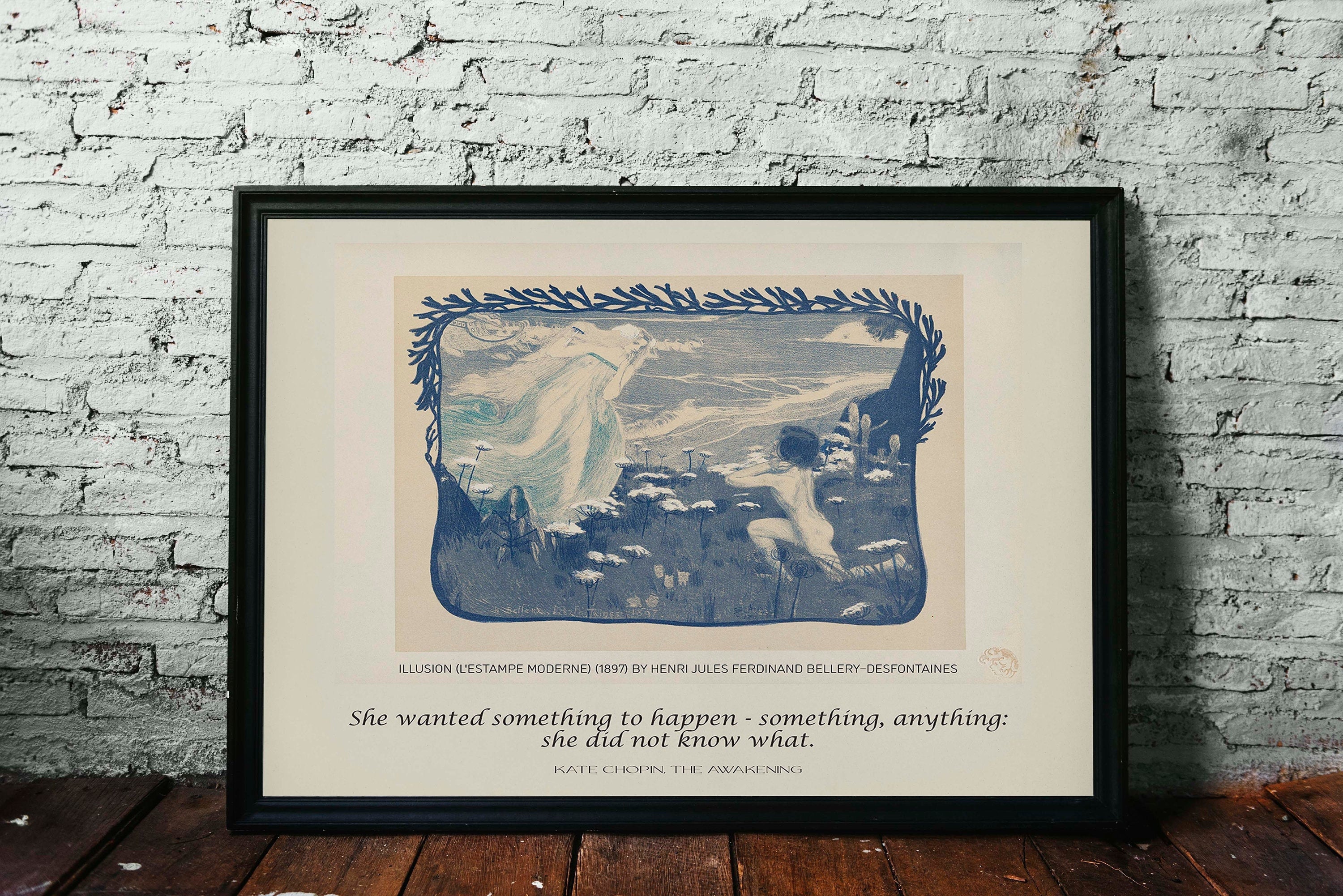 Kate Chopin Literary Art Print, The Awakening Quote with Desfontaines Drawing