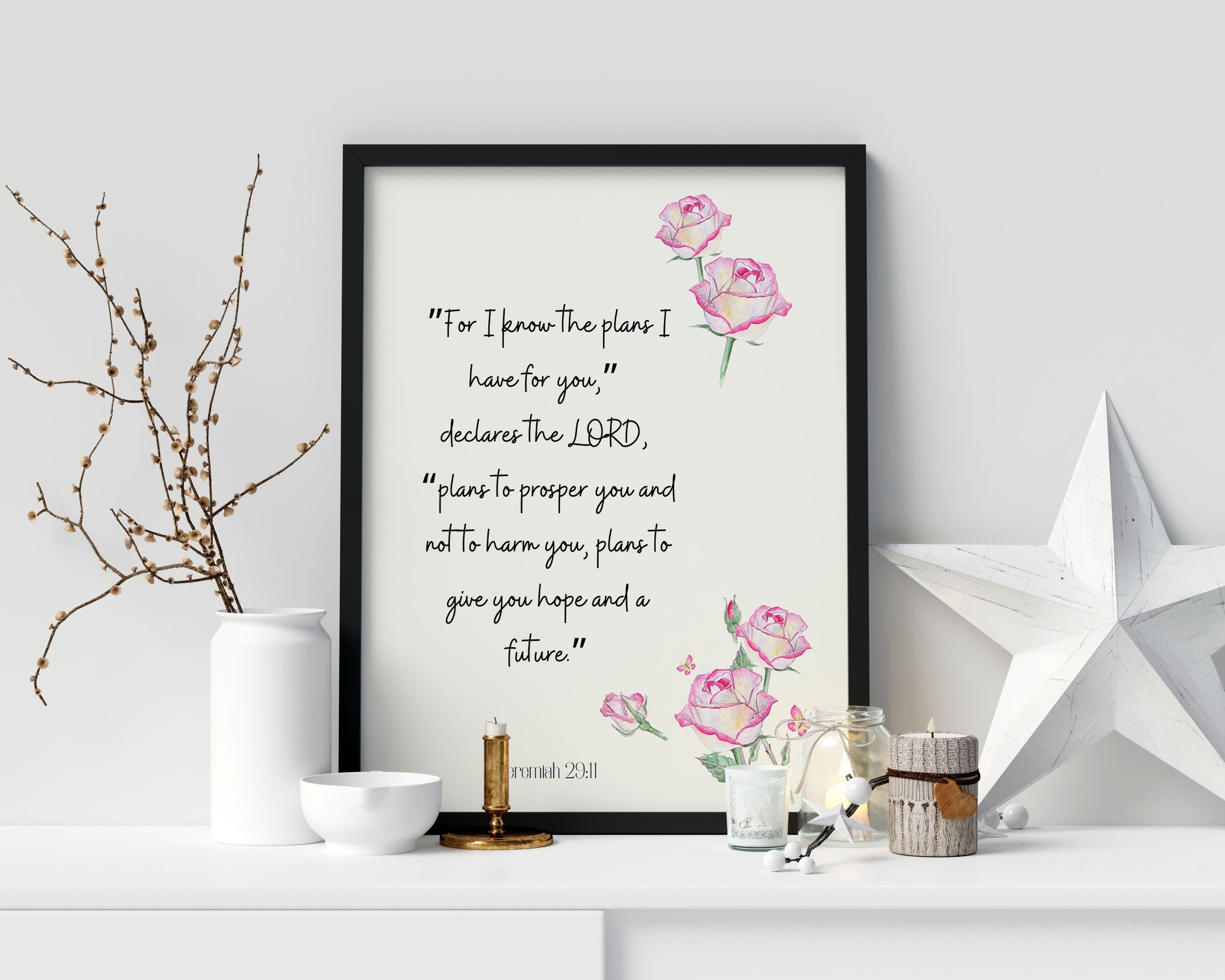 Jeremiah 29:11 Give you Hope and a Future Bible Verse Prints, Encouraging Scripture Christian Gifts