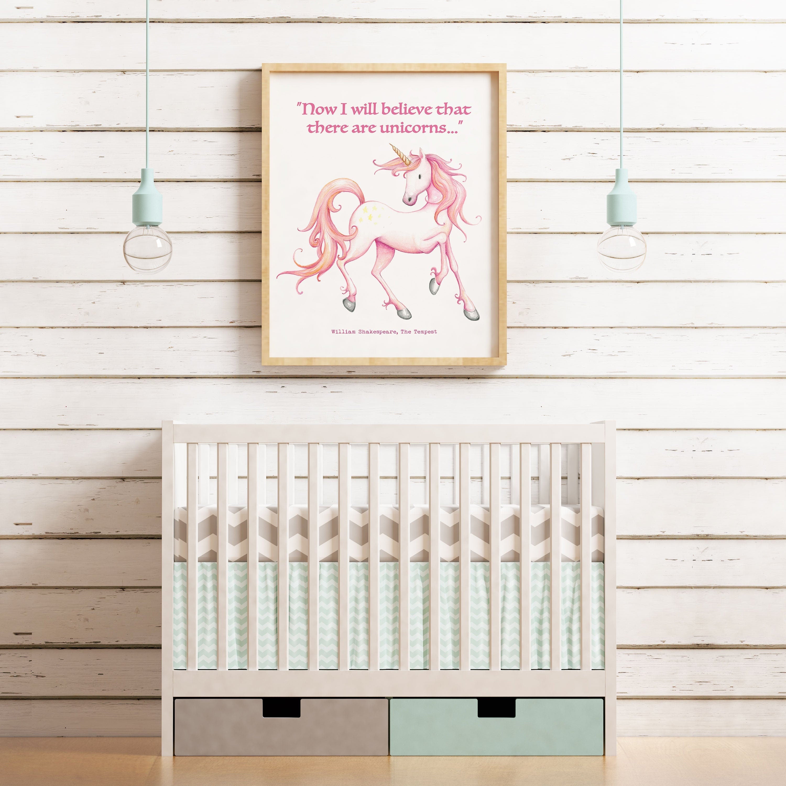 Unicorn Print Shakespeare The Tempest, Now I Will Believe That There Are Unicorns Quote