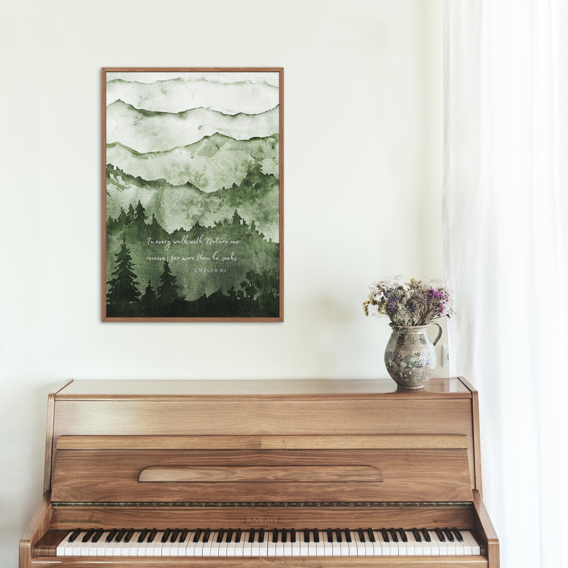 John Muir Print for Country Decor, In Every Walk With Nature Quote Wall Art Prints