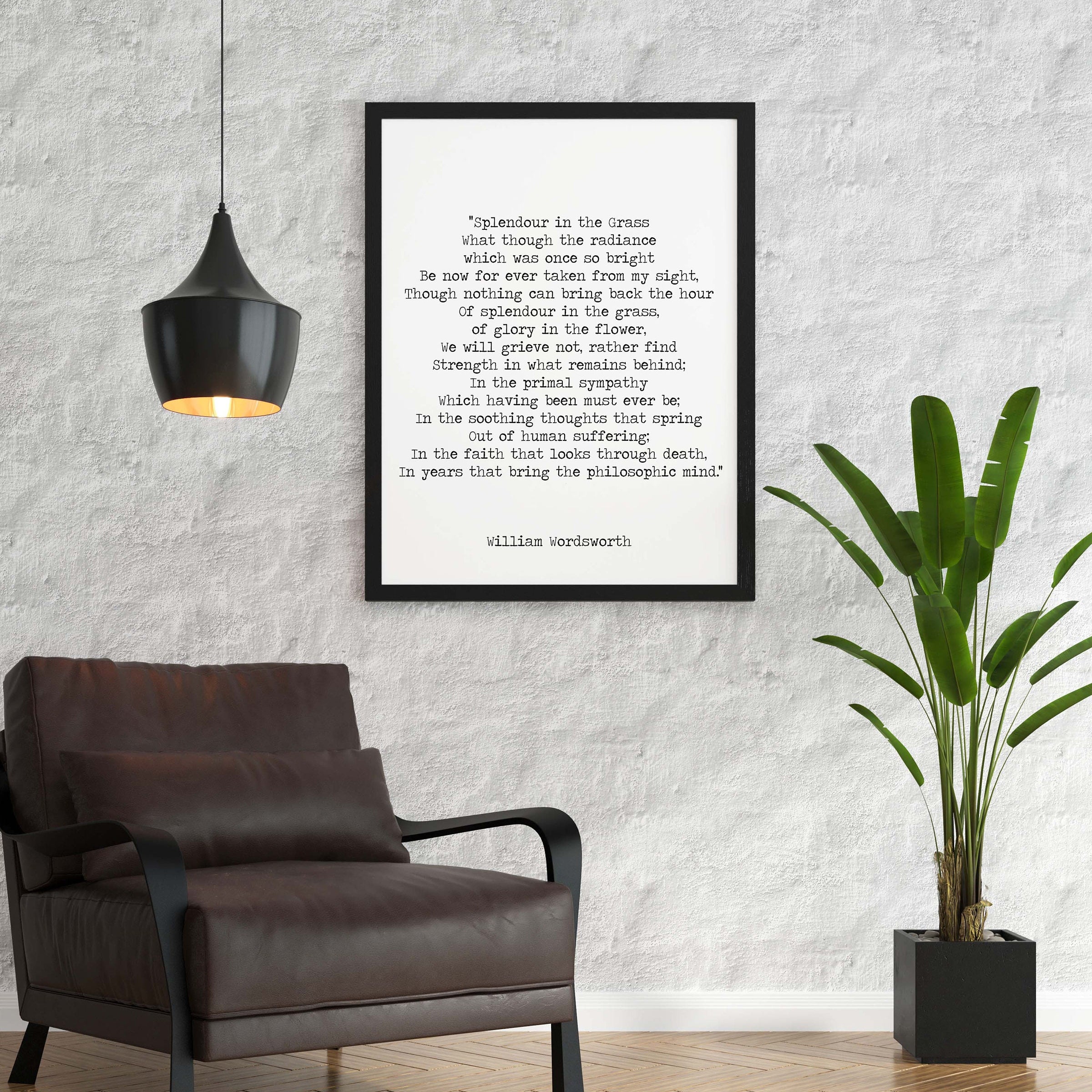 Splendour in the Grass Poem Art Print, William Wordsworth Poetry in Black and White