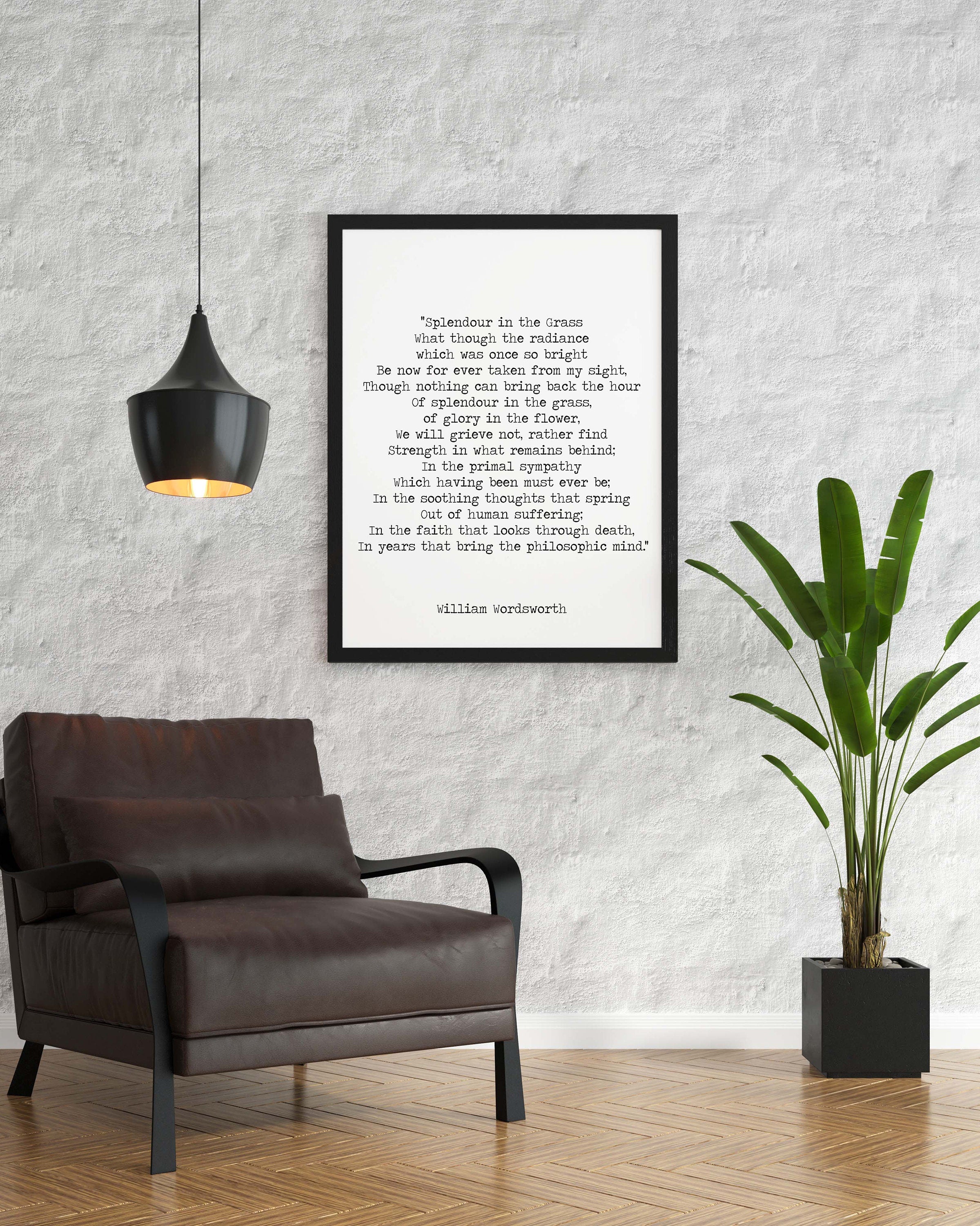 Splendour in the Grass Poem Art Print, William Wordsworth Poetry in Black and White