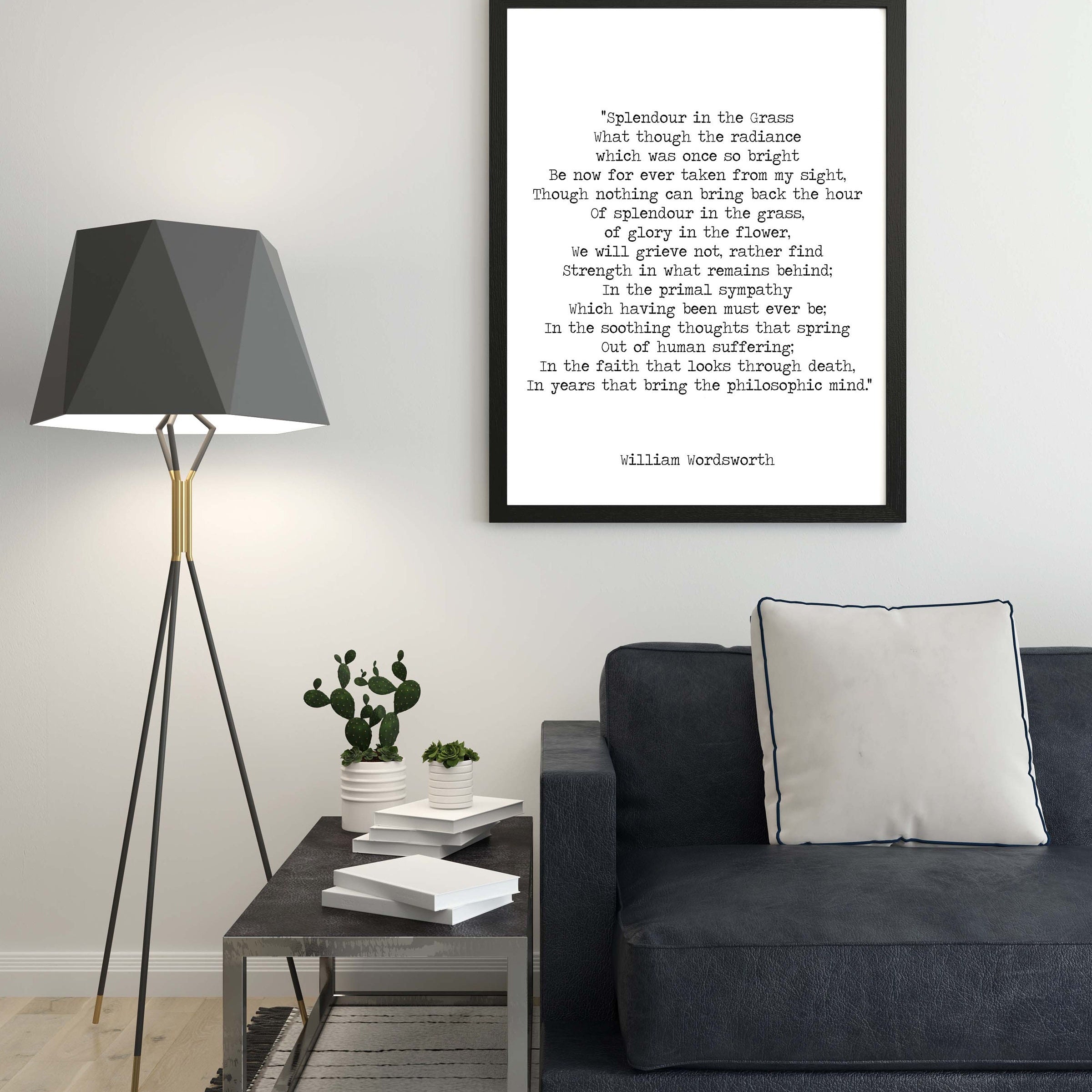 Splendour in the Grass Poem Art Print, William Wordsworth Poetry in Black and White