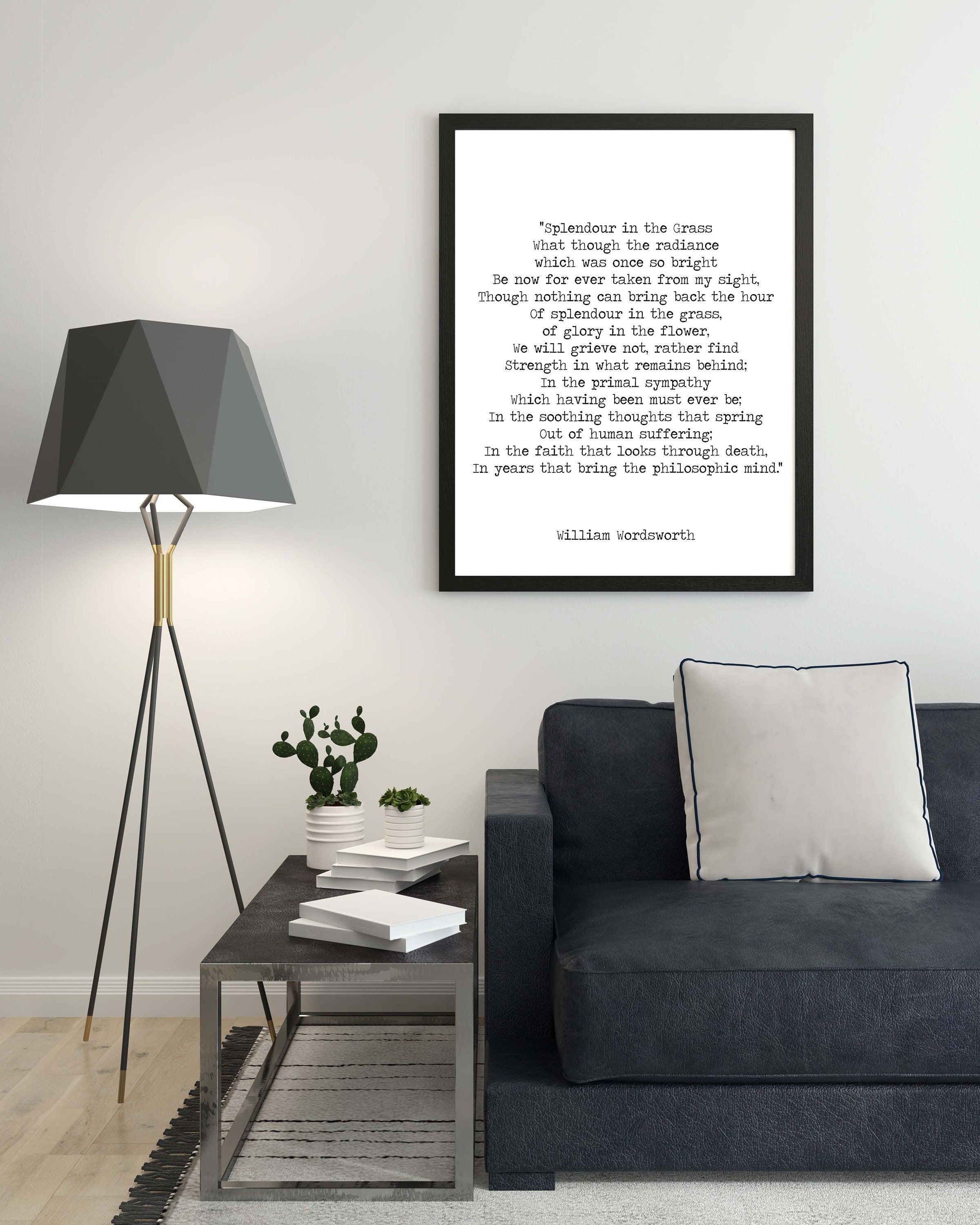 Splendour in the Grass Poem Art Print, William Wordsworth Poetry in Black and White
