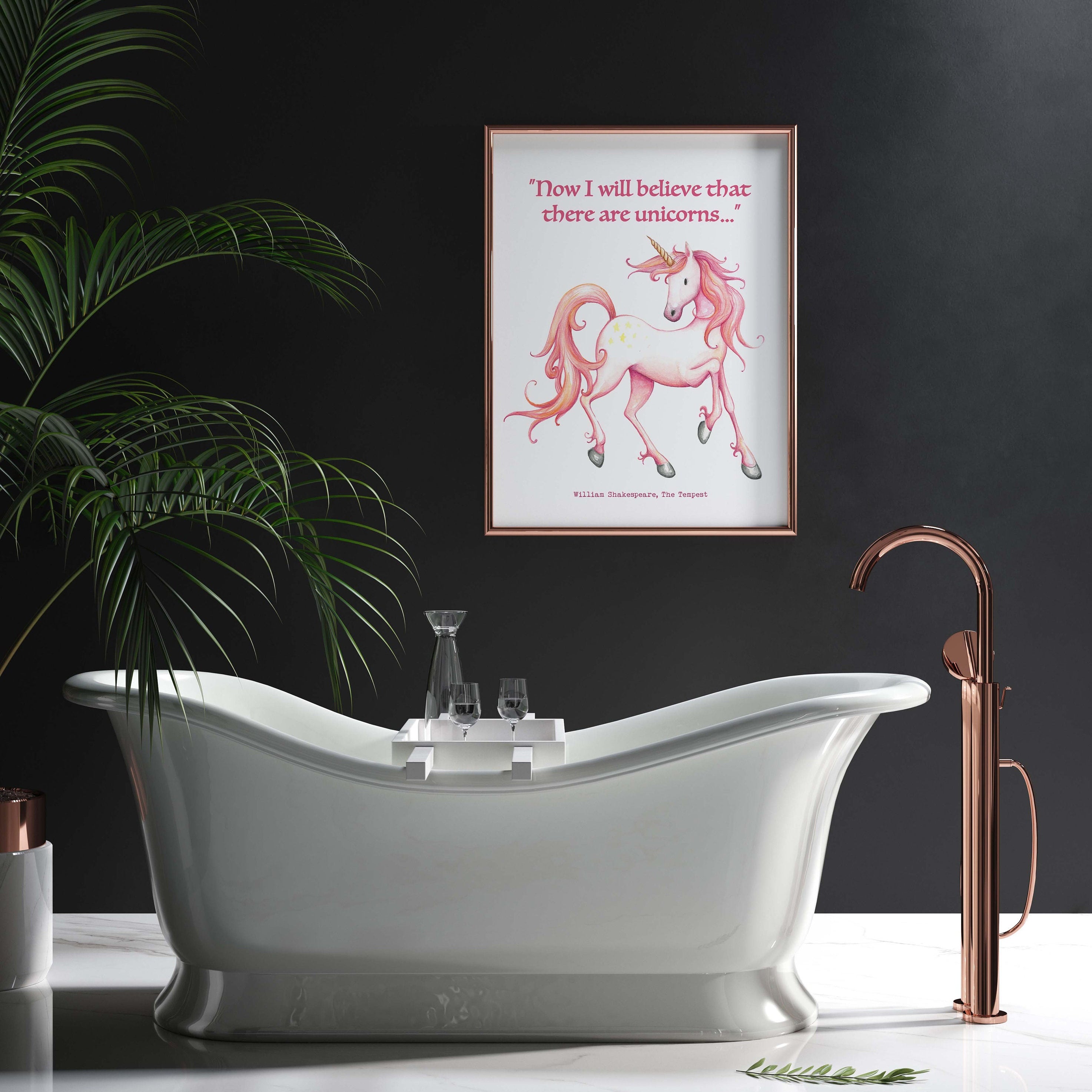 Unicorn Print Shakespeare The Tempest, Now I Will Believe That There Are Unicorns Quote