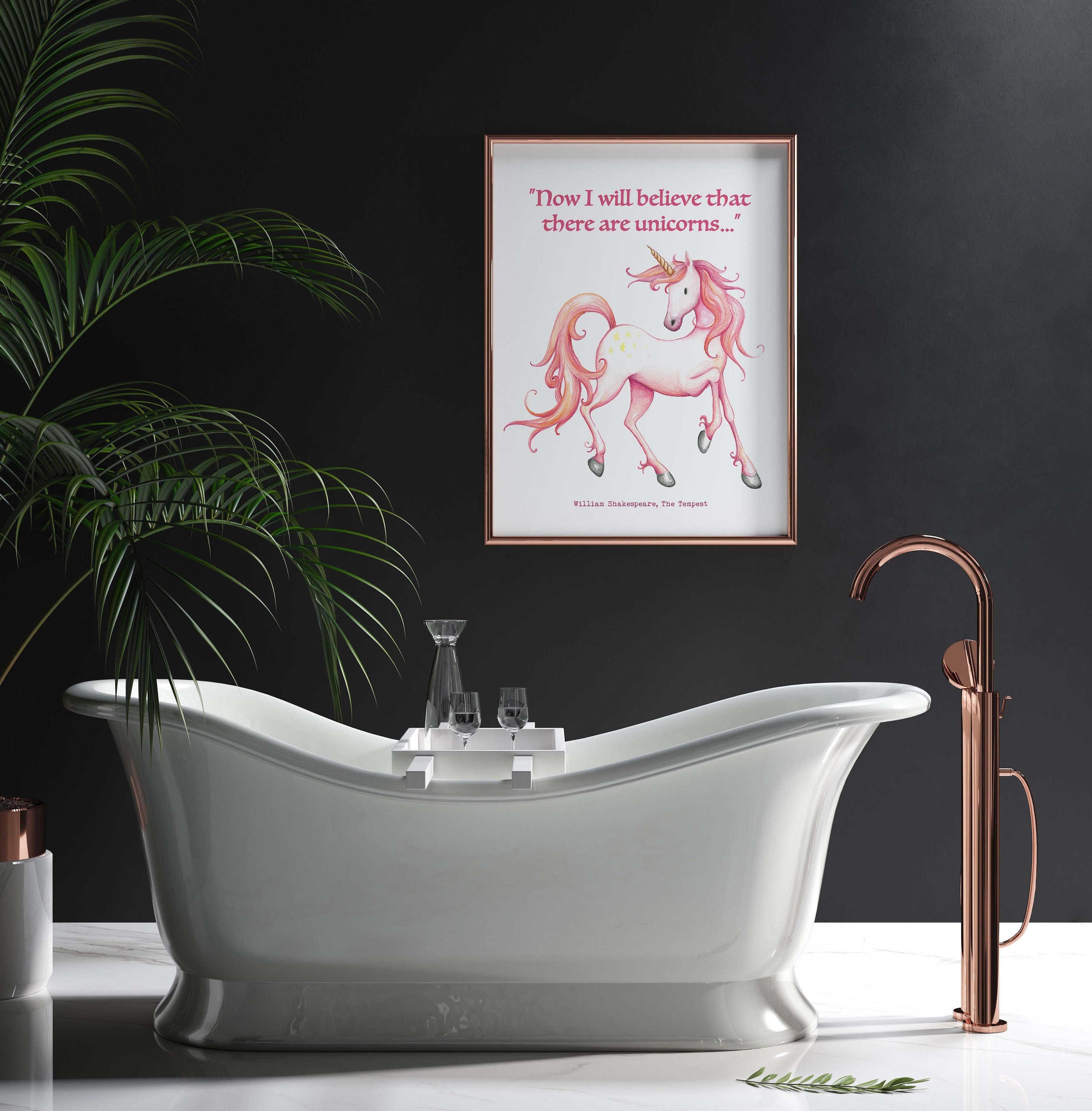 Unicorn Print Shakespeare The Tempest, Now I Will Believe That There Are Unicorns Quote