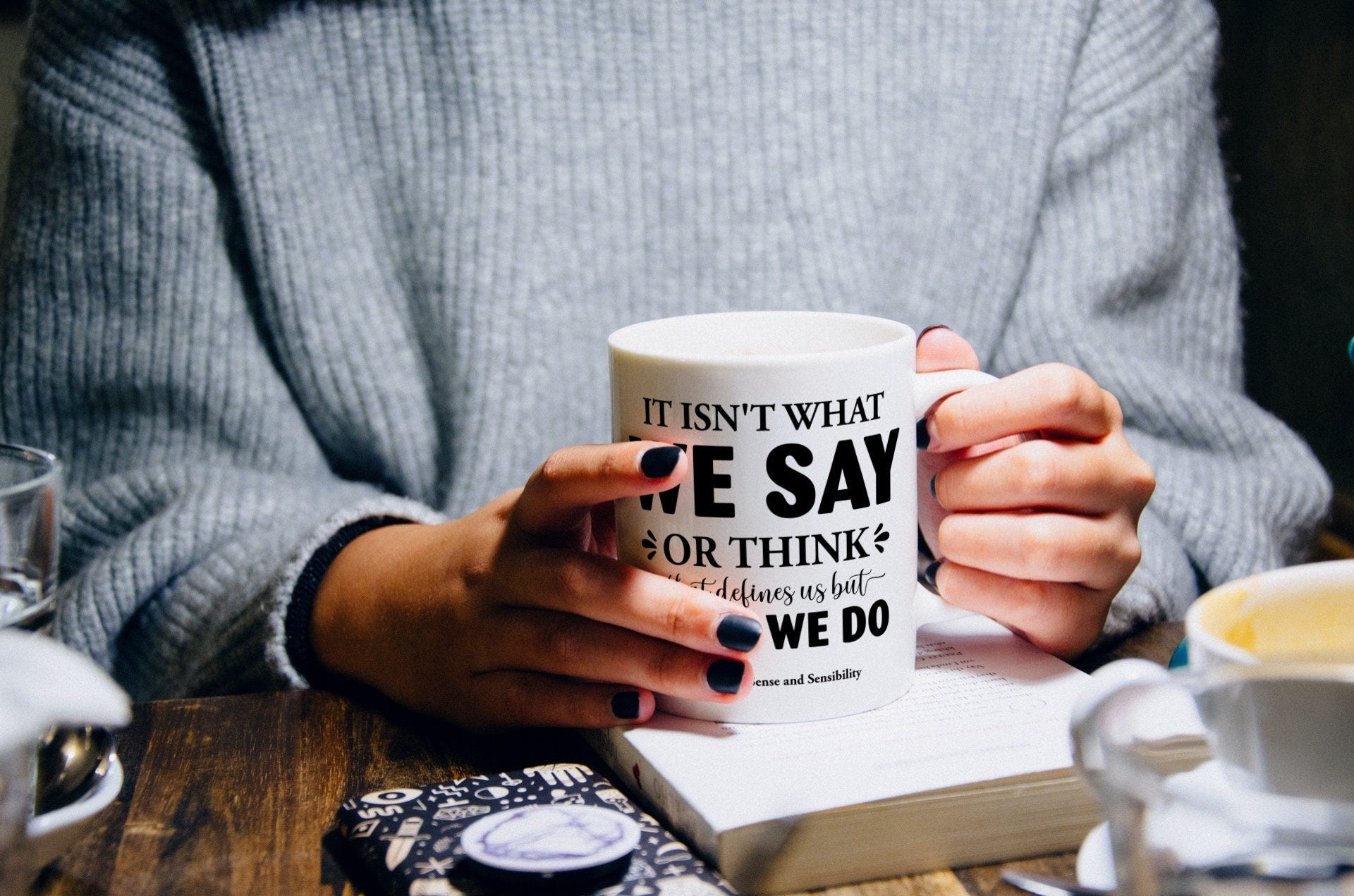 Jane Austen Coffee Mug, Tea Mug with Quote from Sense and Sensibility 