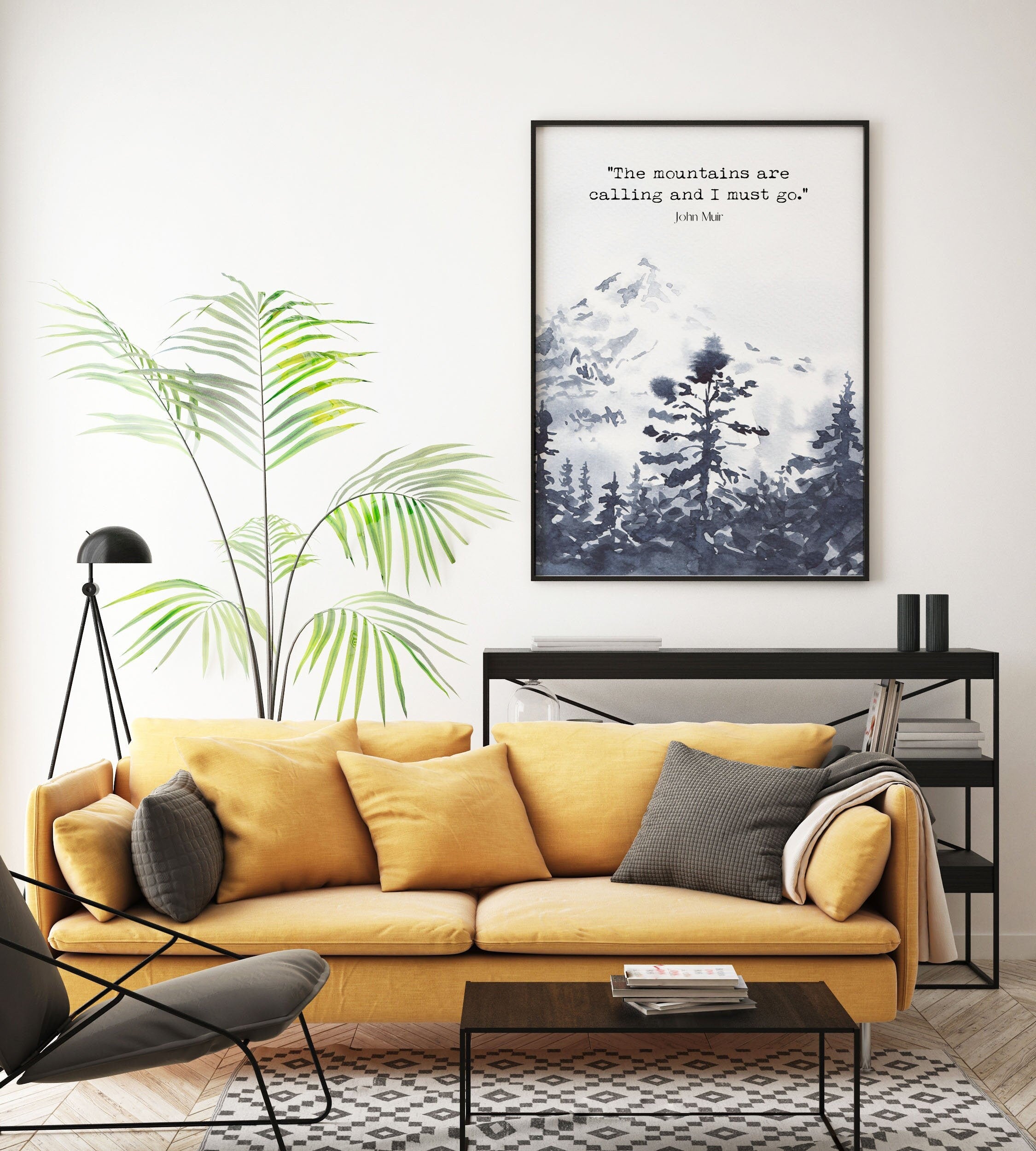John Muir Print The Mountains Are Calling Country Decor, Nature Quote Wall Art Prints for Living Room