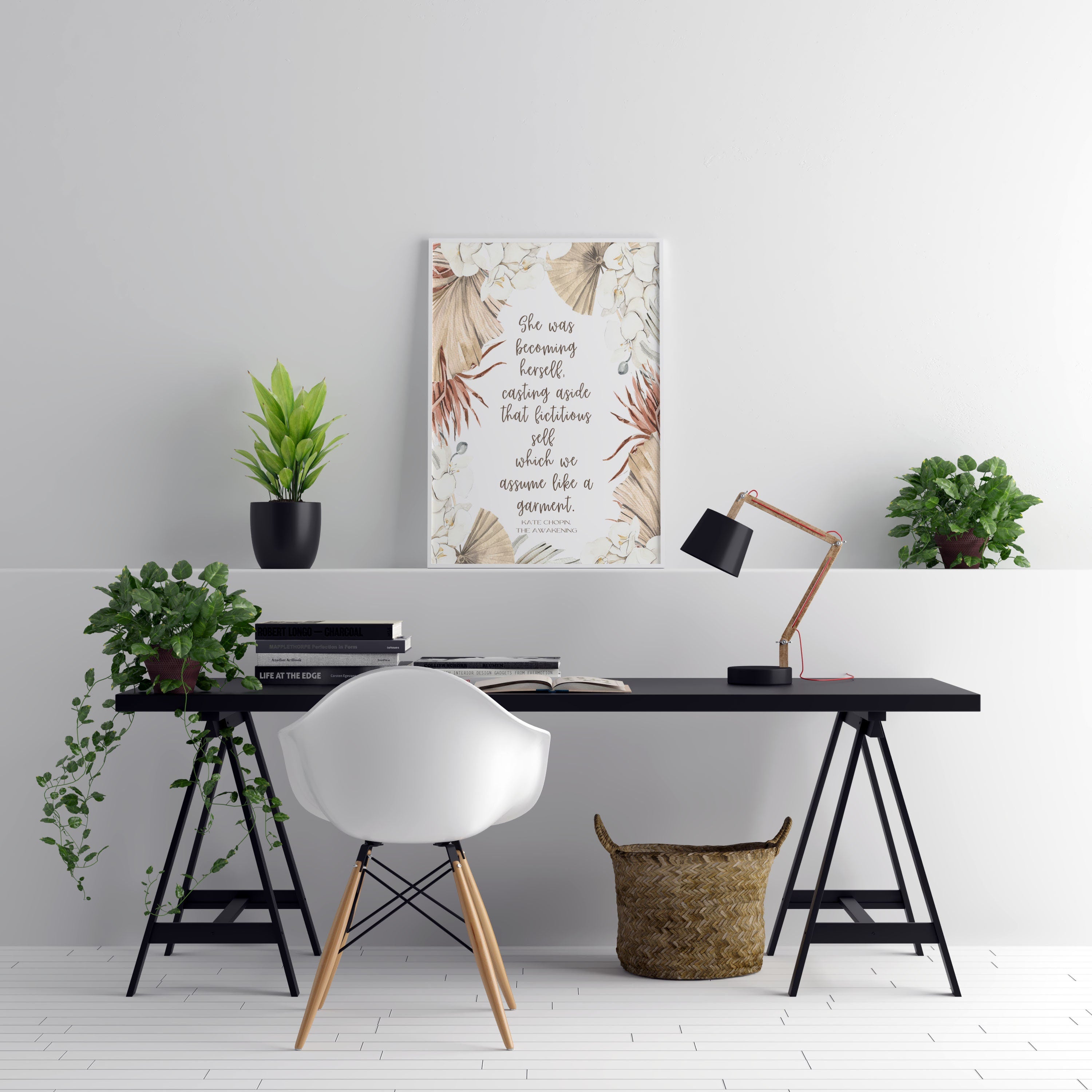 She Was Becoming Herself The Awakening Quote Inspirational Print Gift, Kate Chopin Unframed Feminist Typography Print in Neutral Colors
