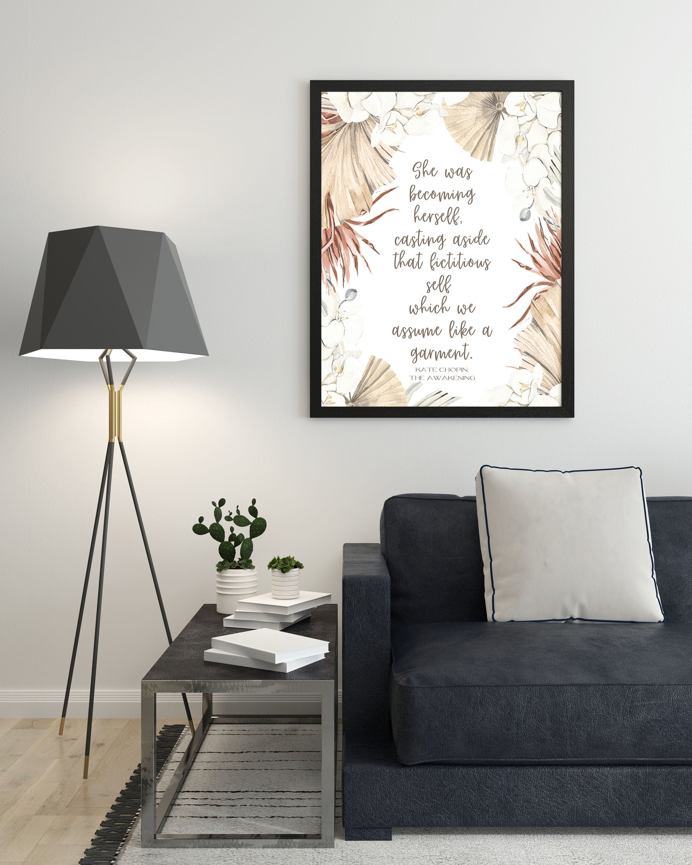 She Was Becoming Herself The Awakening Quote Inspirational Print Gift, Kate Chopin Unframed Feminist Typography Print in Neutral Colors