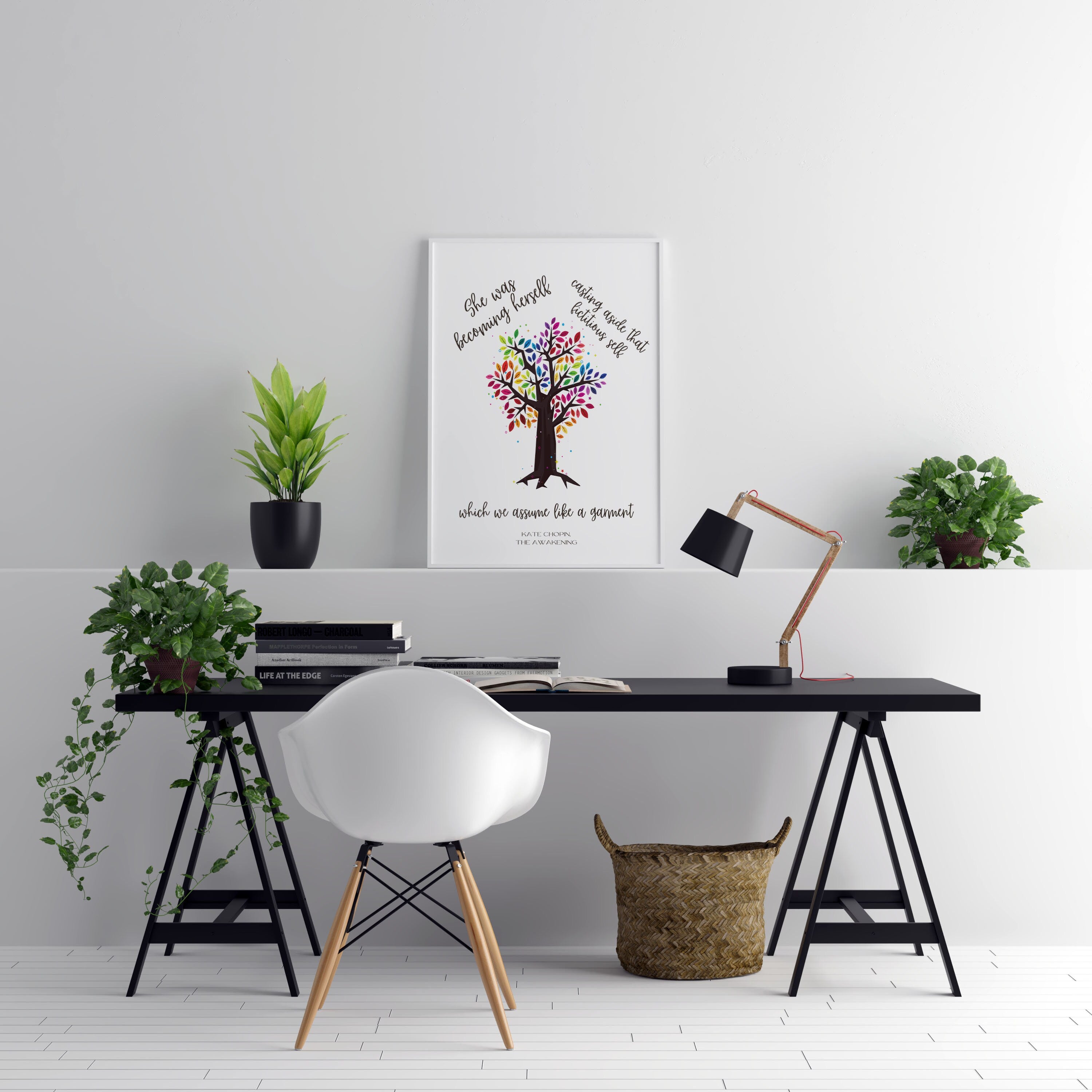 She Was Becoming Herself The Awakening Quote Inspirational Print Gift, Kate Chopin Unframed Feminist Typography Print in Rainbow Colors
