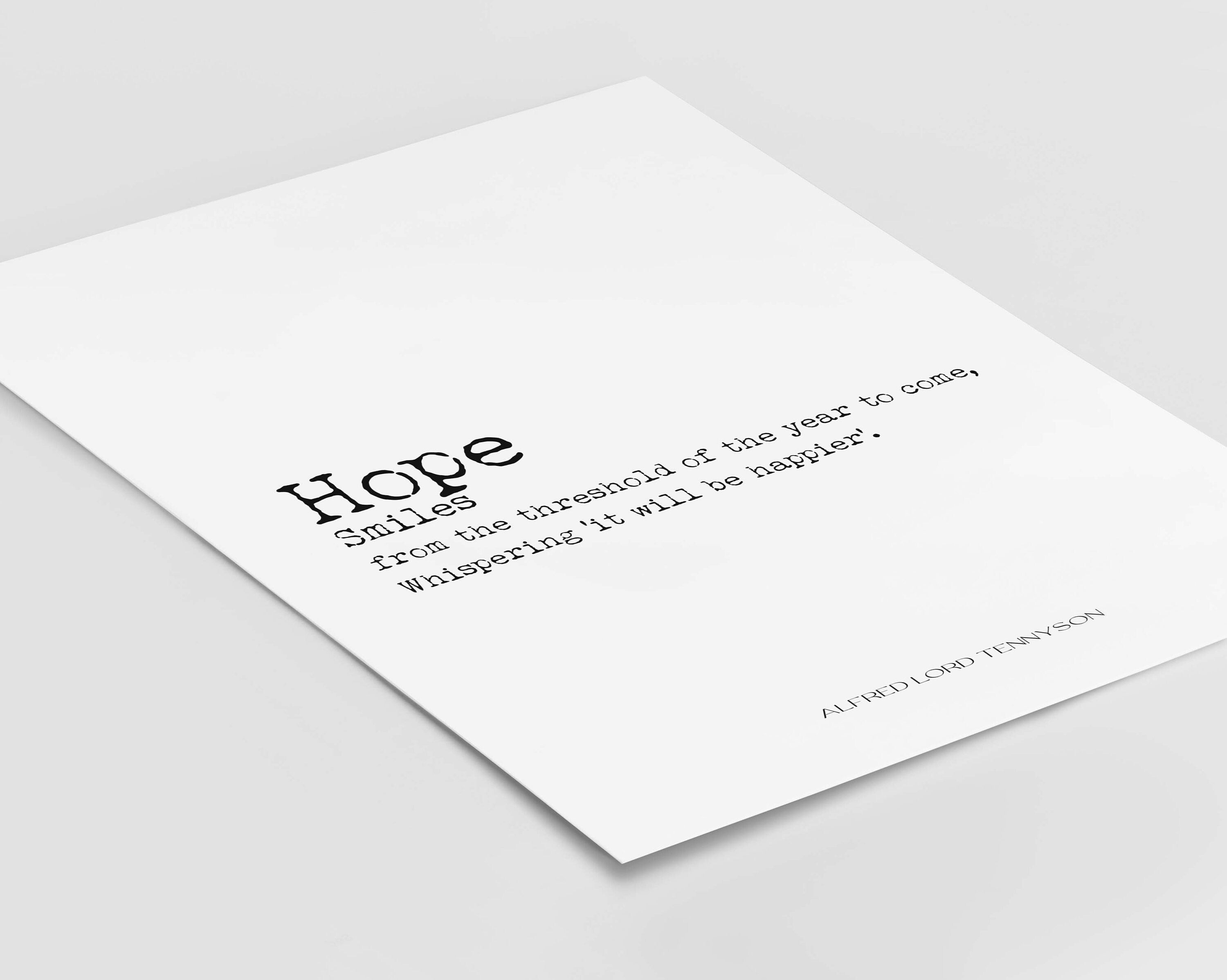 Hope Quote Print, Alfred Lord Tennyson Inspirational Quotes Wall Art Prints
