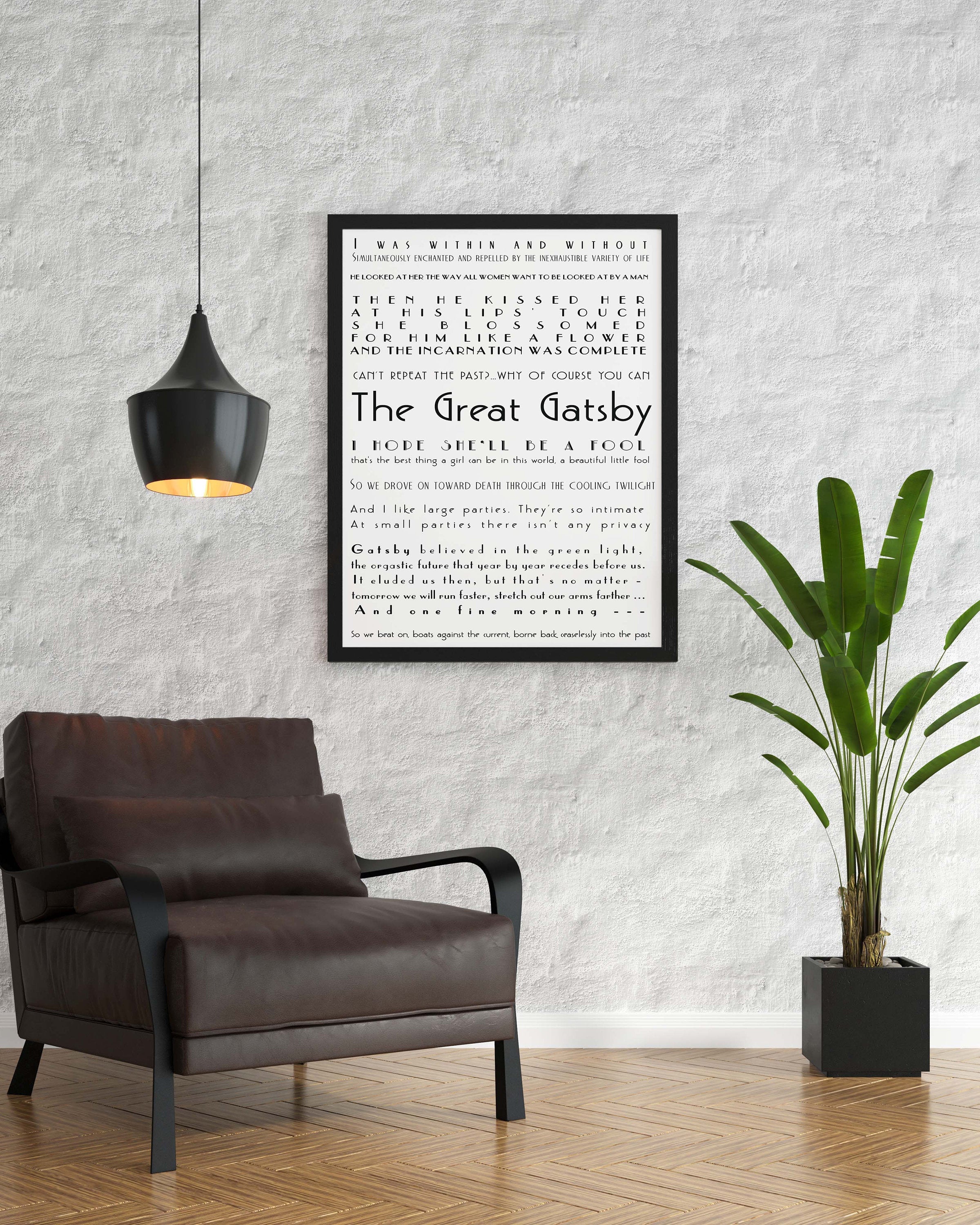 Great Gatsby Quotes Framed Print, Literary Print