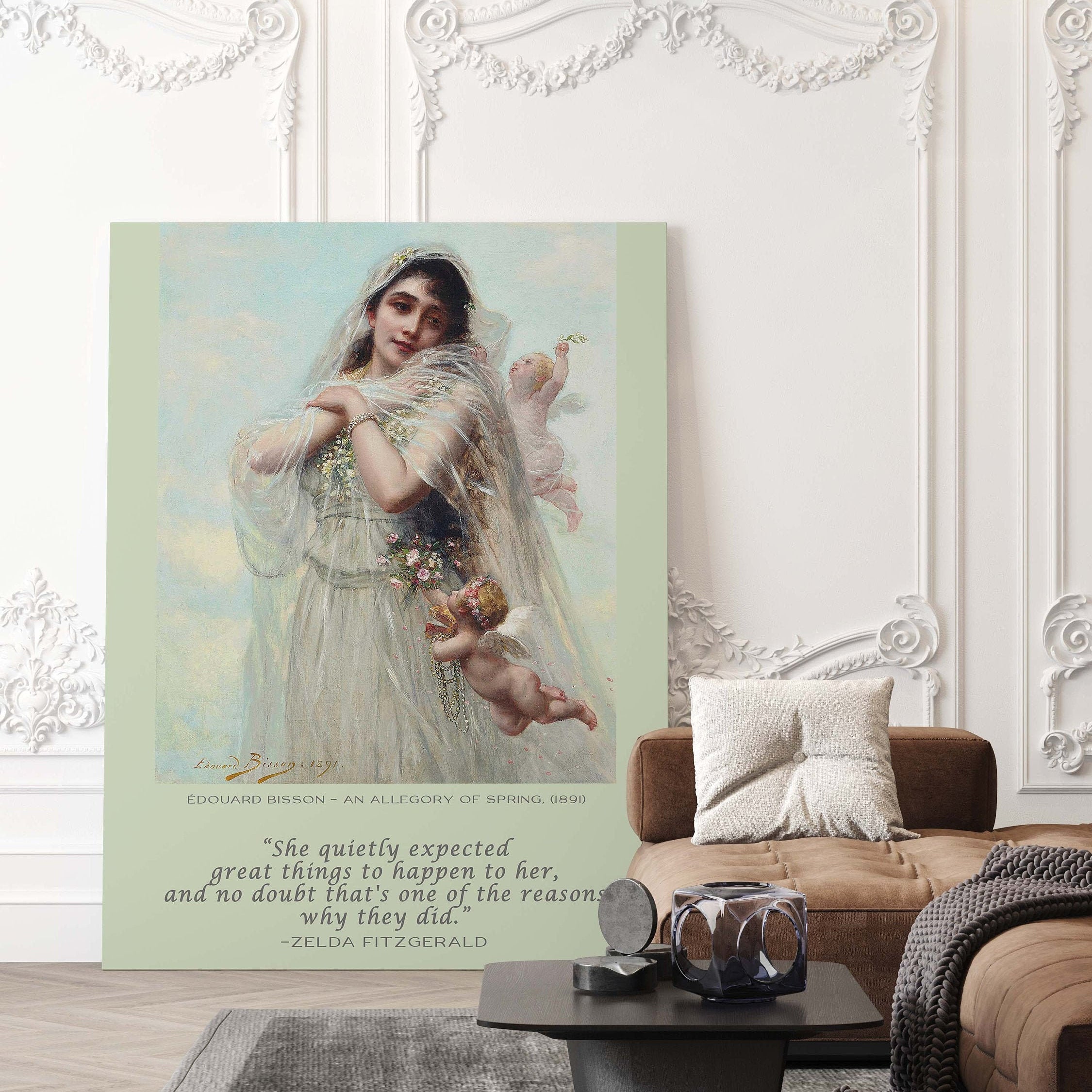 She Quietly Expected Great Things To Happen Zelda Fitzgerald Quote With Eduard Bisson Fine Art Print Unframed, Ethereal Mystical Woman