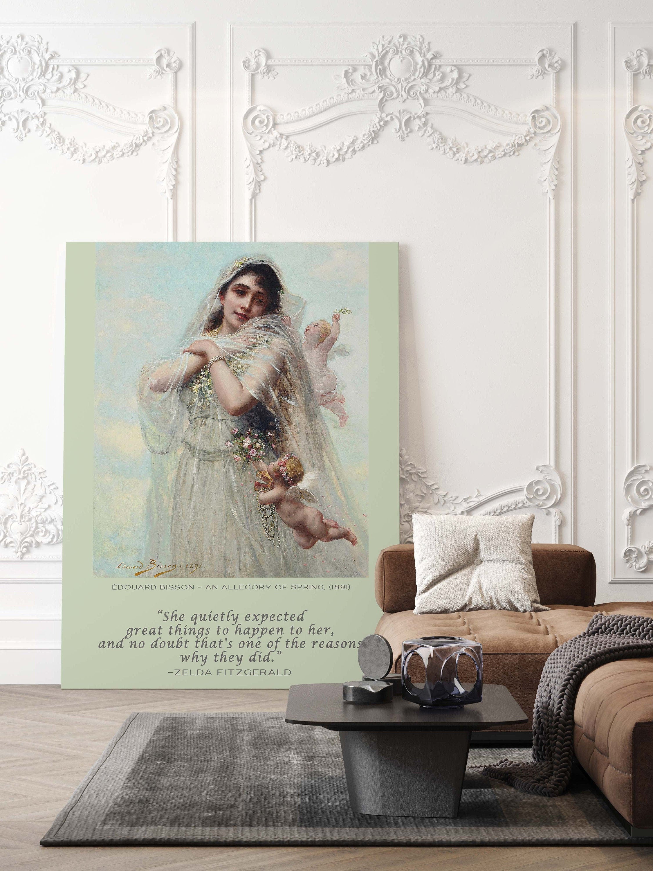 She Quietly Expected Great Things To Happen Zelda Fitzgerald Quote With Eduard Bisson Fine Art Print Unframed, Ethereal Mystical Woman