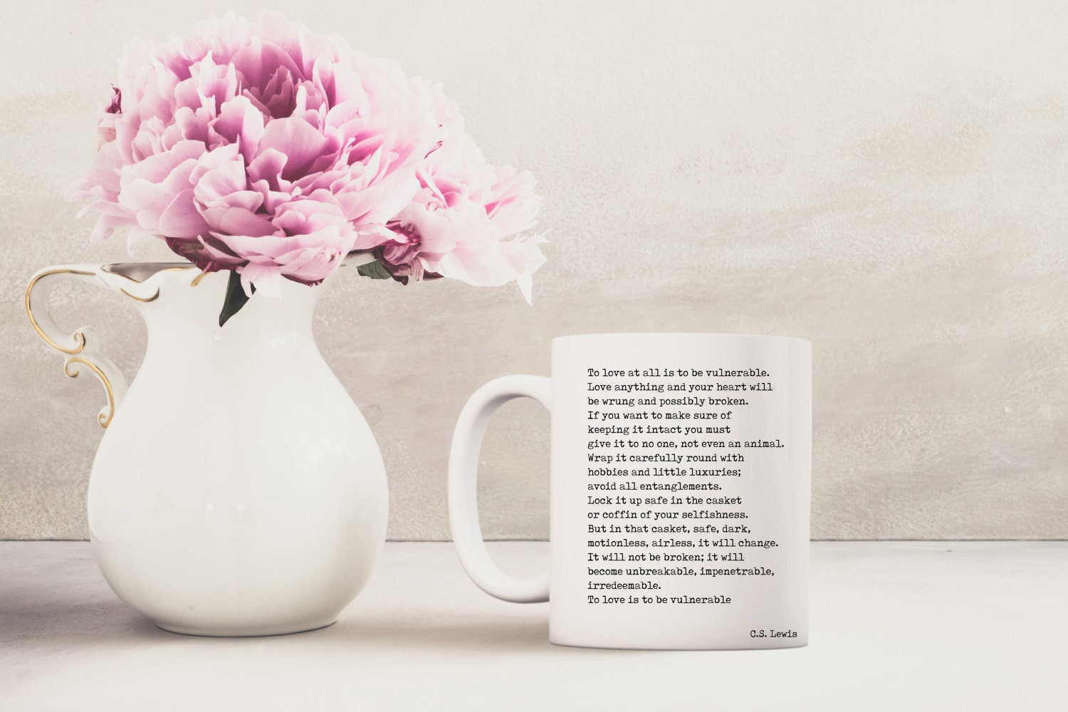 CS Lewis Quote - To love is to be vulnerable, unique mug gift for her