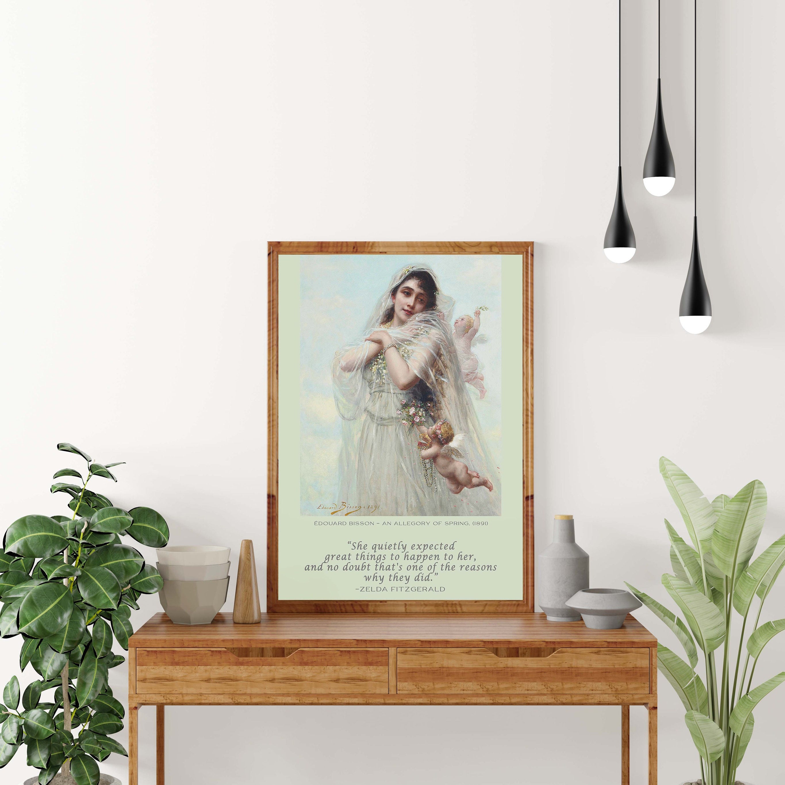 She Quietly Expected Great Things To Happen Zelda Fitzgerald Quote With Eduard Bisson Fine Art Print Unframed, Ethereal Mystical Woman