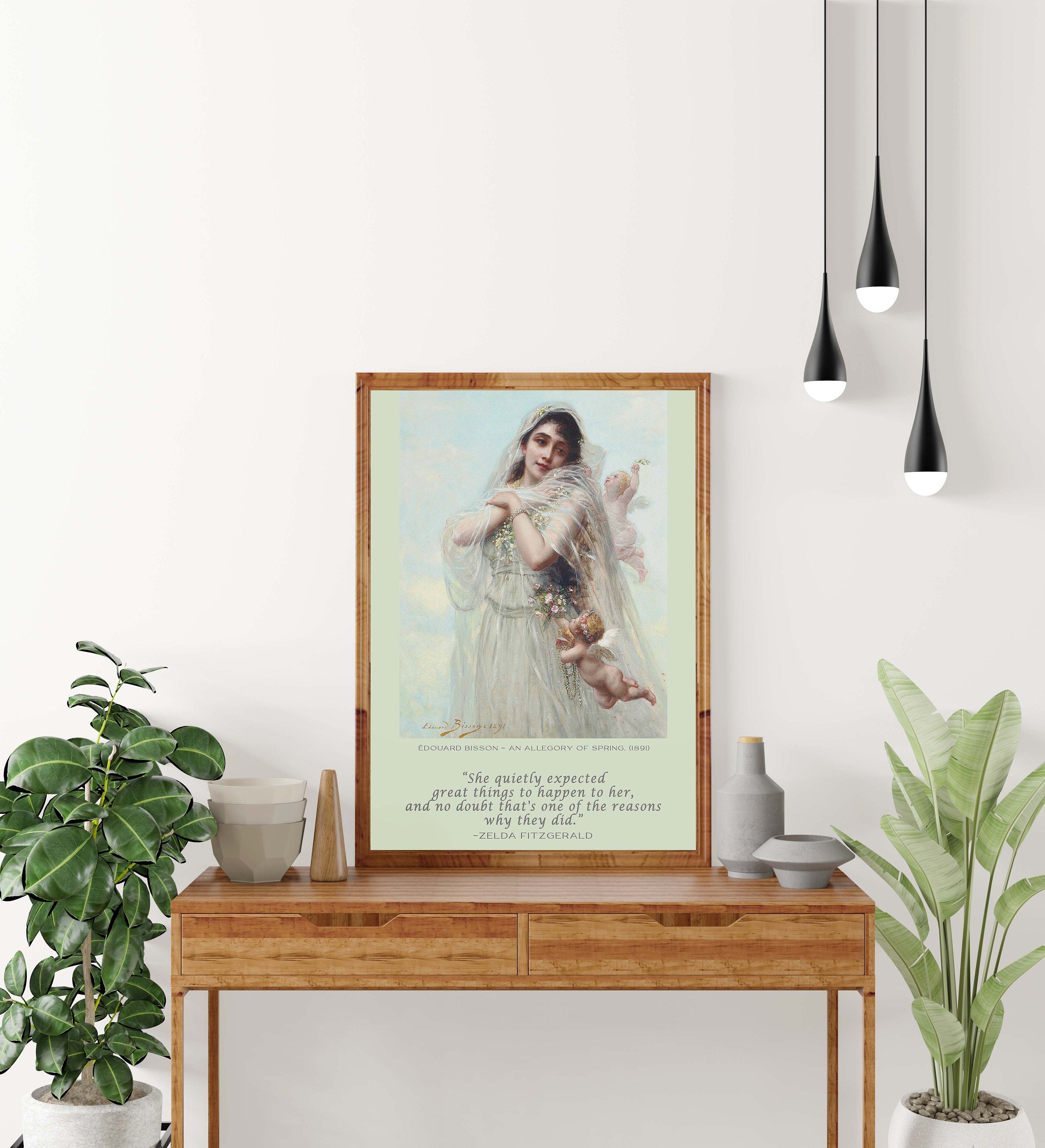 She Quietly Expected Great Things To Happen Zelda Fitzgerald Quote With Eduard Bisson Fine Art Print Unframed, Ethereal Mystical Woman