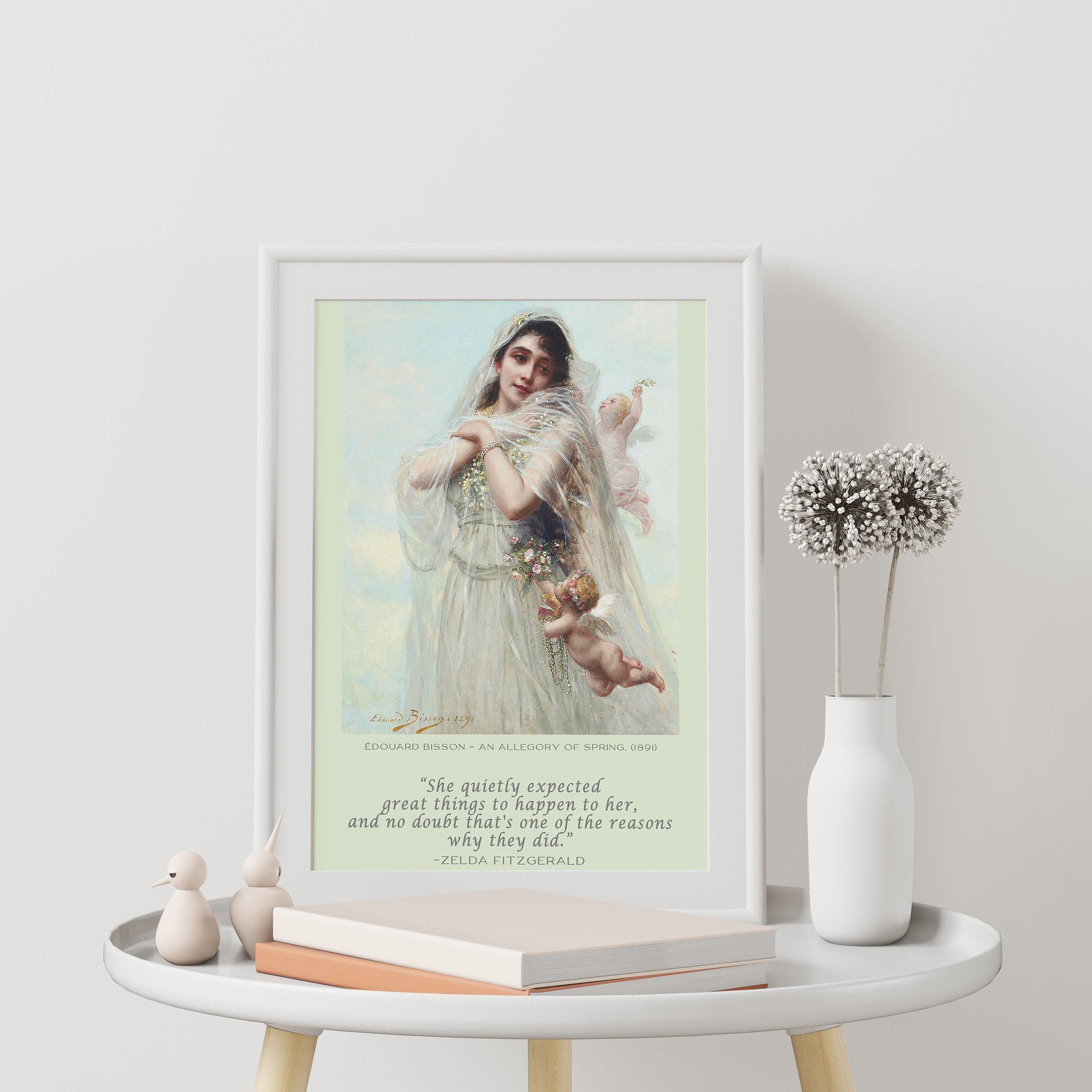 She Quietly Expected Great Things To Happen Zelda Fitzgerald Quote With Eduard Bisson Fine Art Print Unframed, Ethereal Mystical Woman