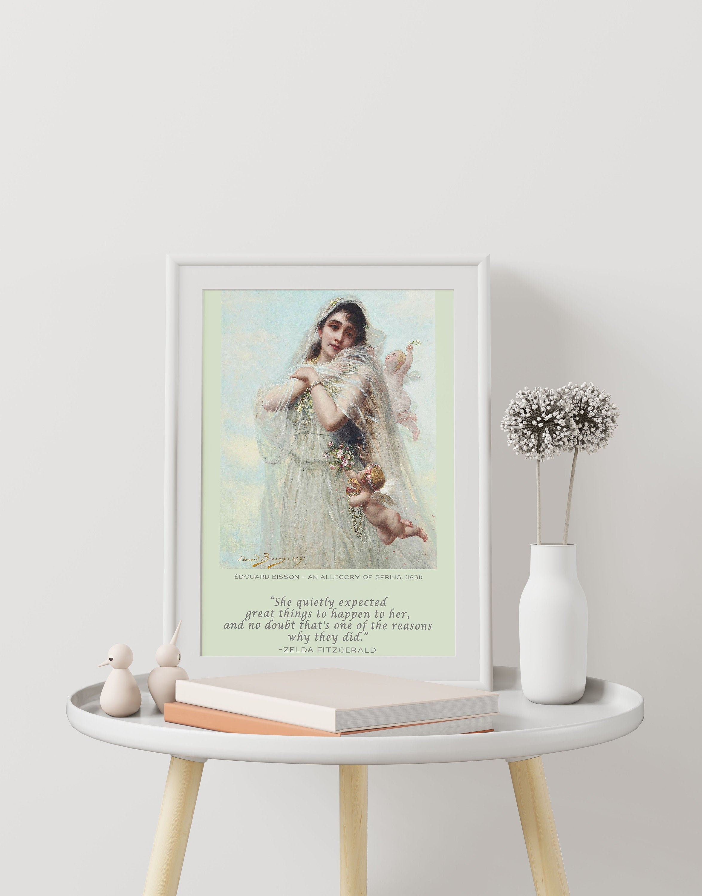 She Quietly Expected Great Things To Happen Zelda Fitzgerald Quote With Eduard Bisson Fine Art Print Unframed, Ethereal Mystical Woman