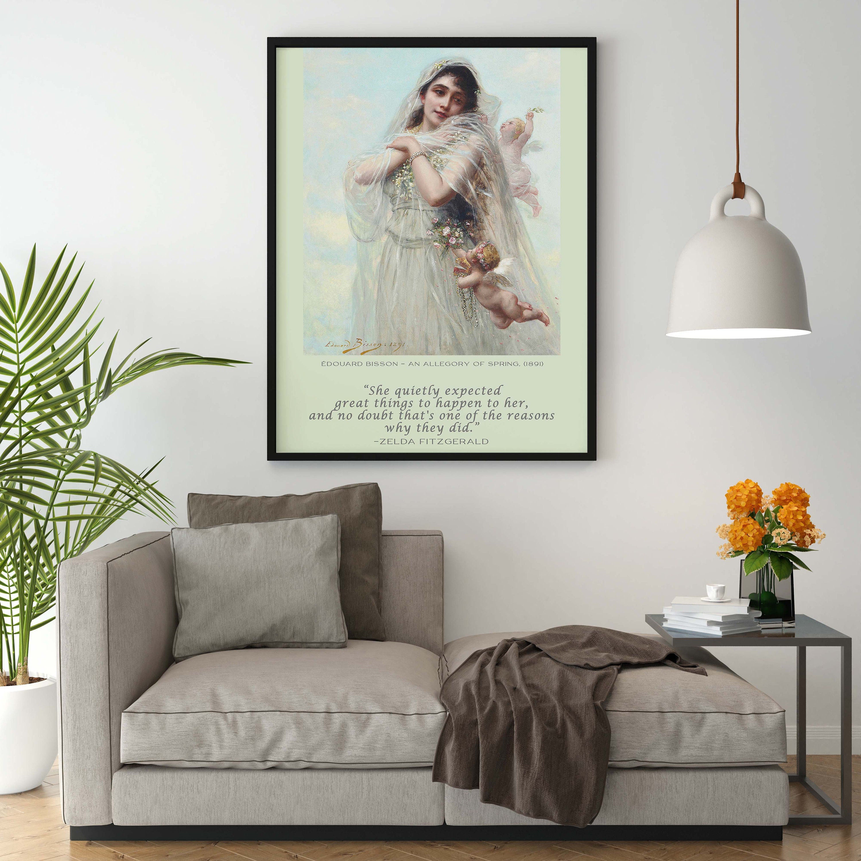 She Quietly Expected Great Things To Happen Zelda Fitzgerald Quote With Eduard Bisson Fine Art Print Unframed, Ethereal Mystical Woman