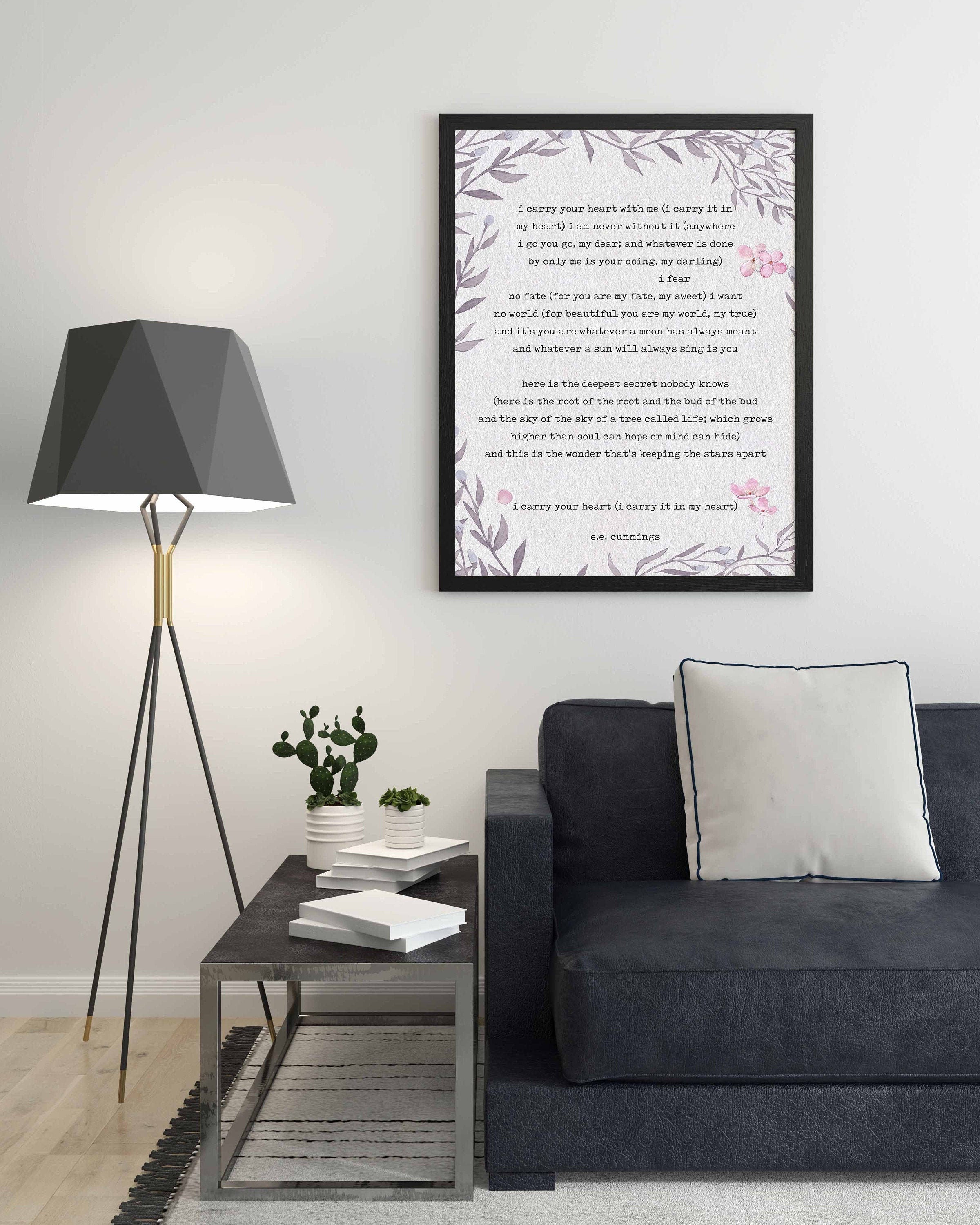 I carry your heart poetry quote art, ee cummings art
