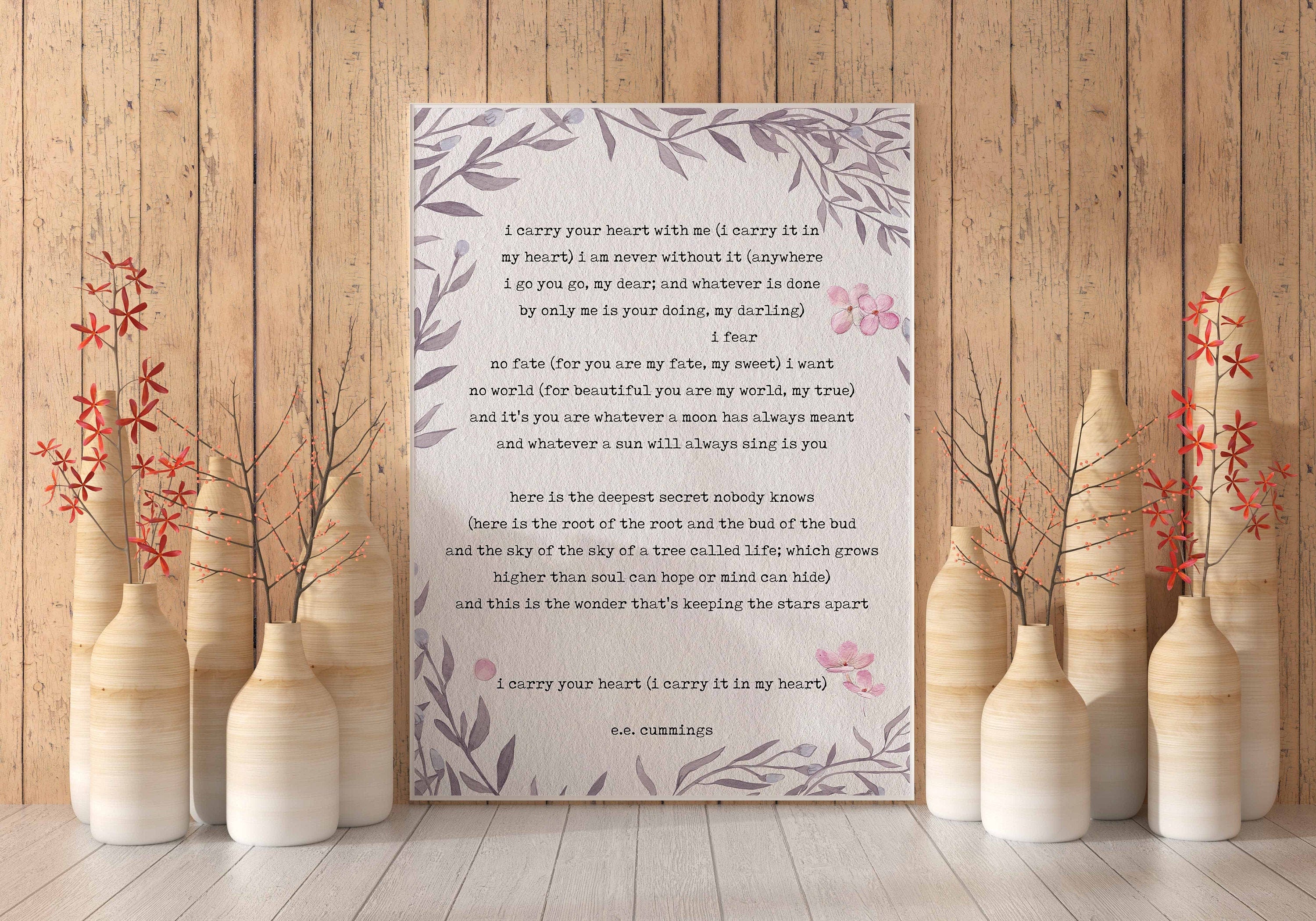 I carry your heart poetry quote art, ee cummings art