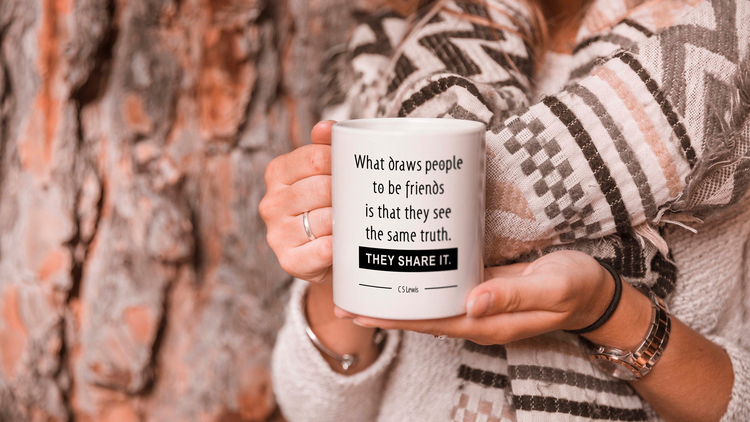Friend Coffee Mug With C.S. Lewis Quote, What Draws People To Be Friends Is That They See The Same Truth