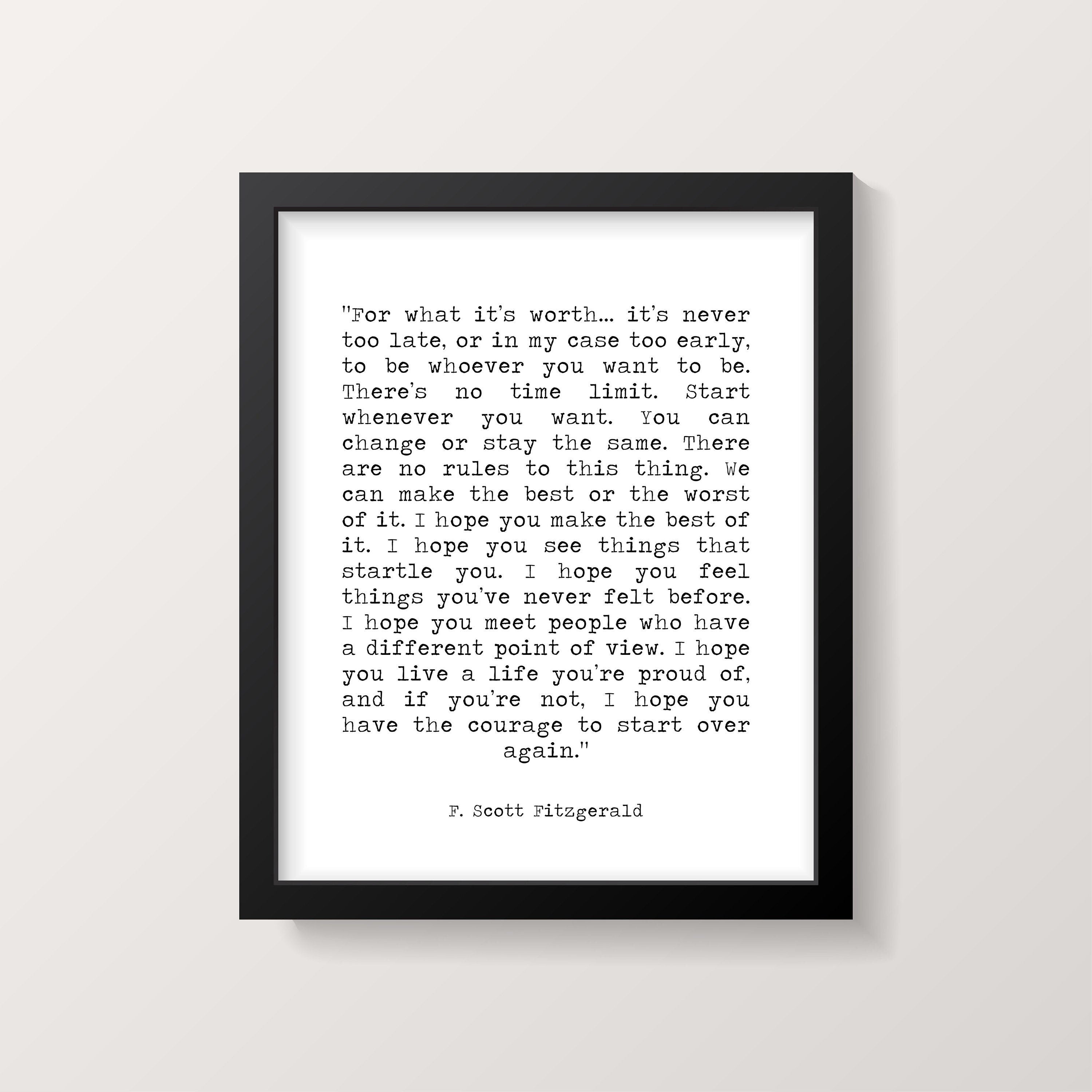 F Scott Fitzgerald FRAMED art - inspirational print, framed quote make the best of it