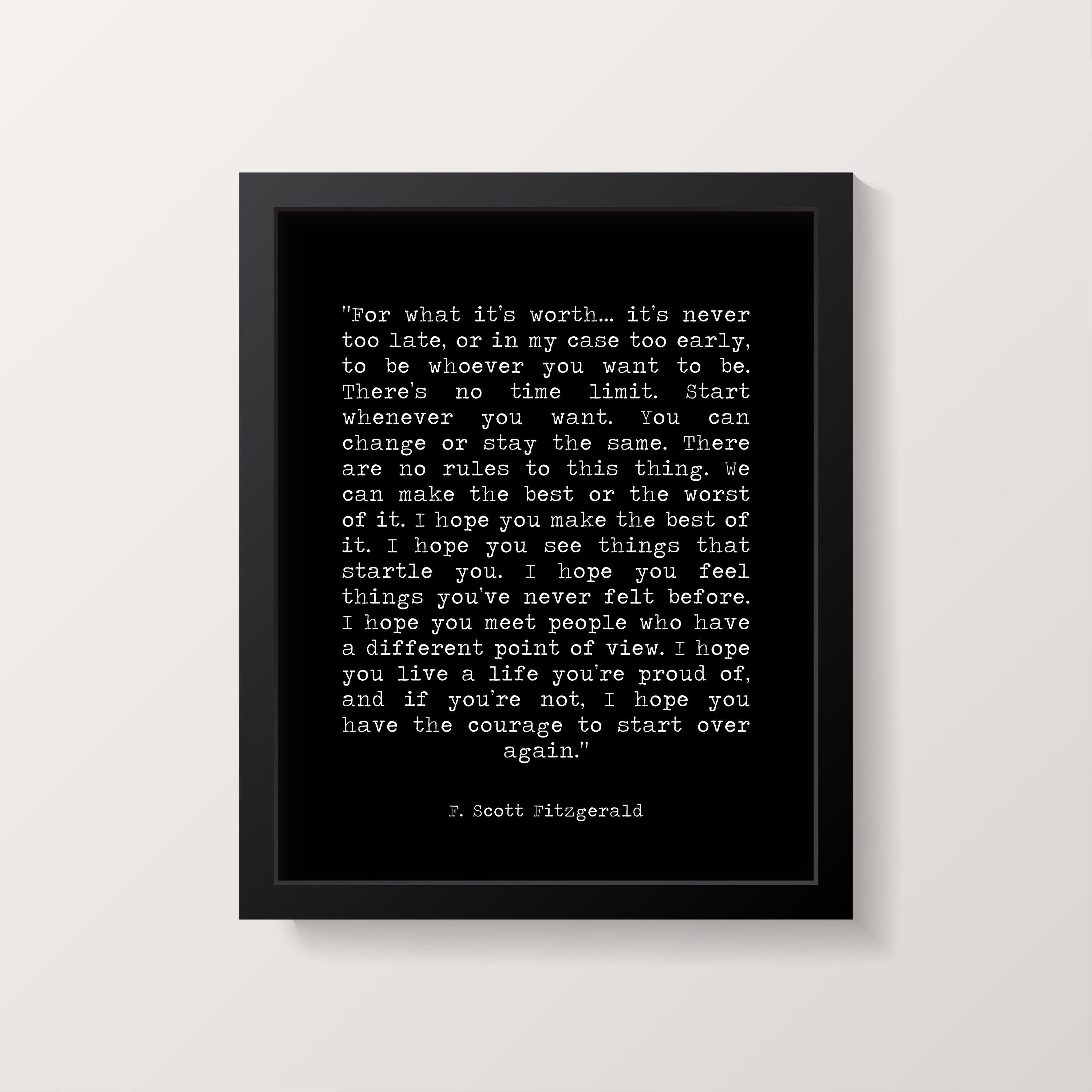 F Scott Fitzgerald FRAMED art - inspirational print, framed quote make the best of it