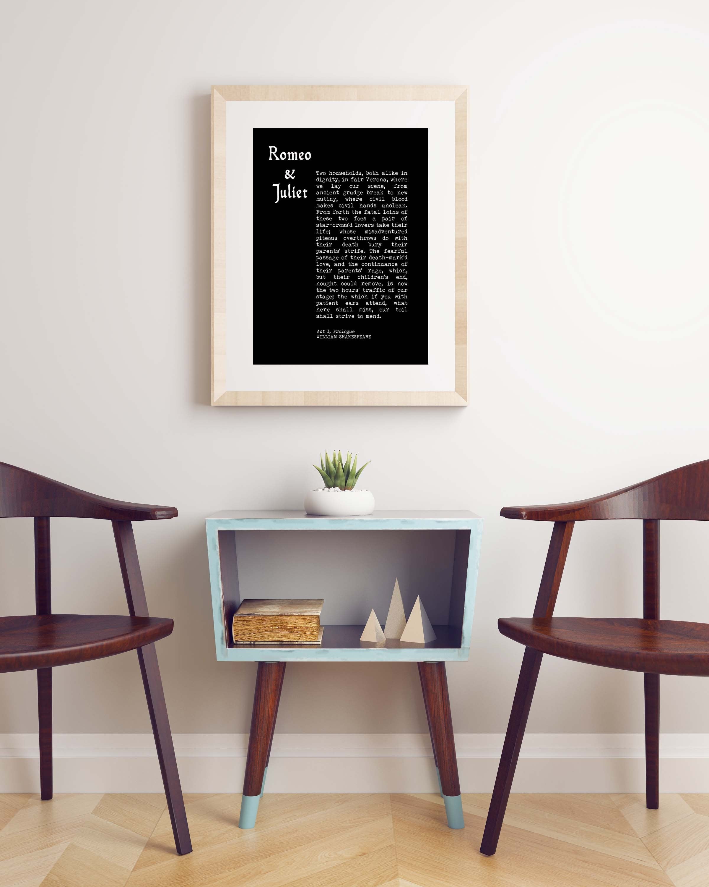 Two Households, Both Alike In Dignity - Romeo & Juliet Prologue William Shakespeare Black And White Wall Art Prints