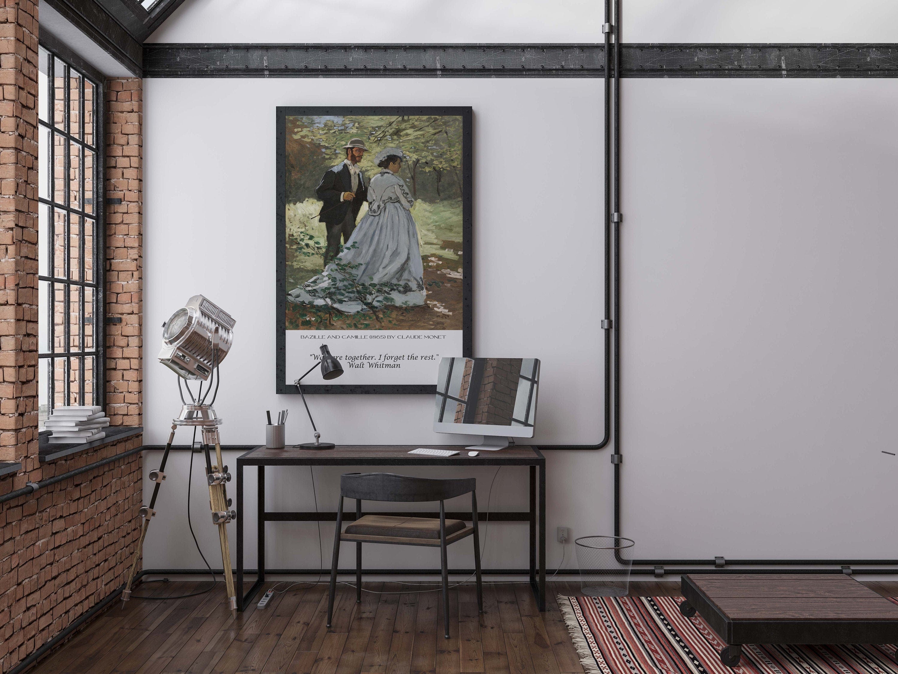 We Were Together I Forget The Rest Walt Whitman Inspirational Quote, unframed Claude Monet Fine Art Prints - Bazille and Camille
