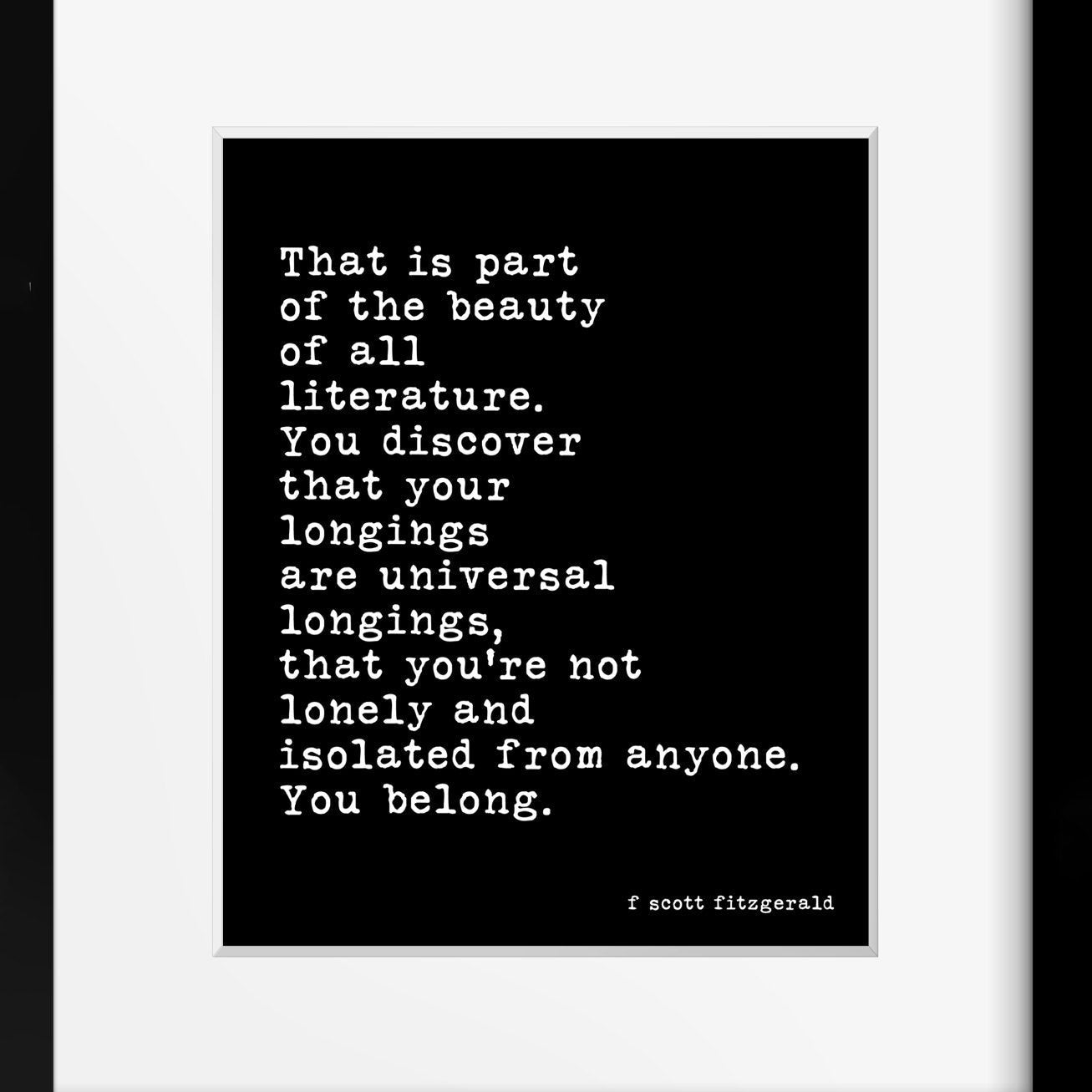 F Scott Fitzgerald Quote, Literature Quote Art Print