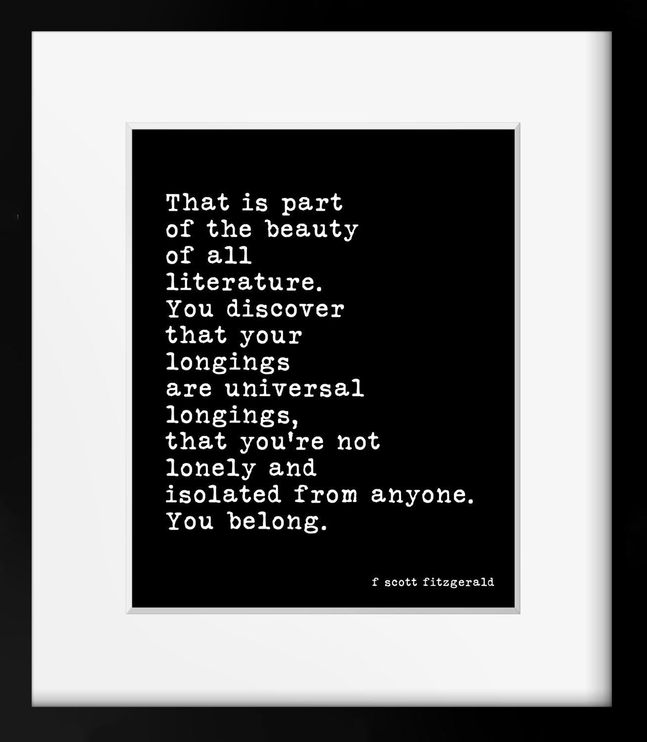 F Scott Fitzgerald Quote, Literature Quote Art Print