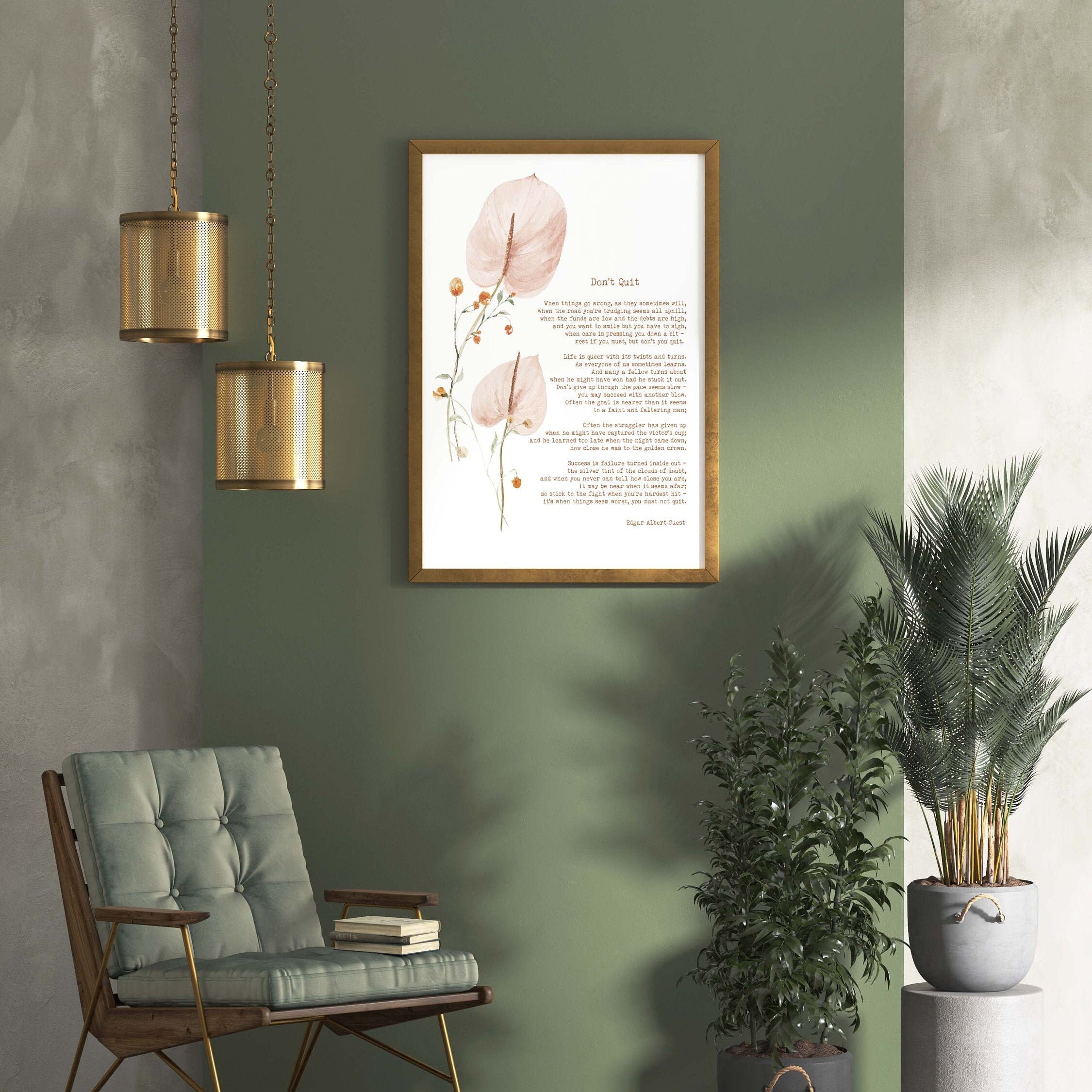 Edgar Albert Guest Poem Don't Quit Inspirational Wall Art Prints, Poetry Print In Colour Or Black & White Art