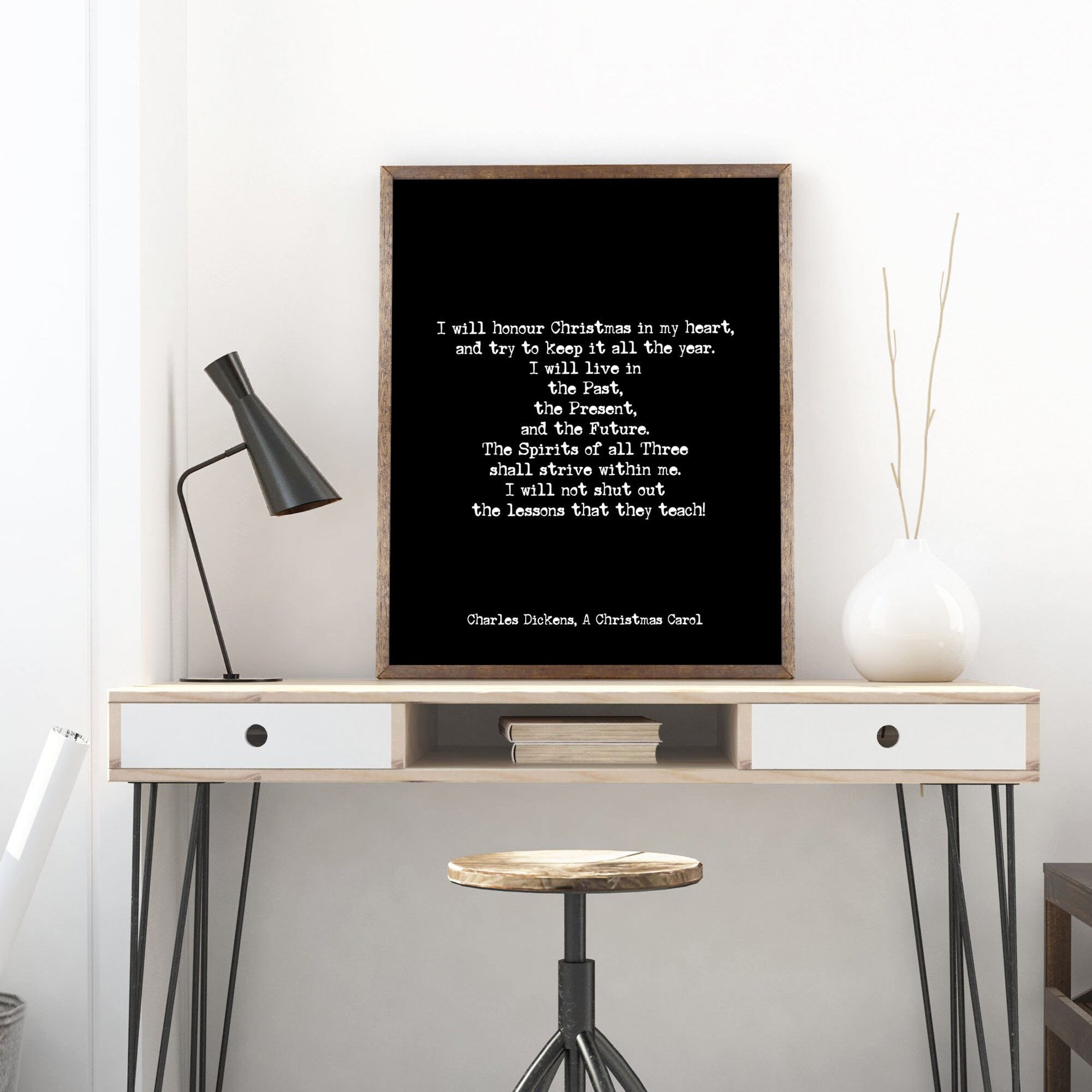 A Christmas Carol Wall Art Quote Print, Charles Dickens Black And White Print