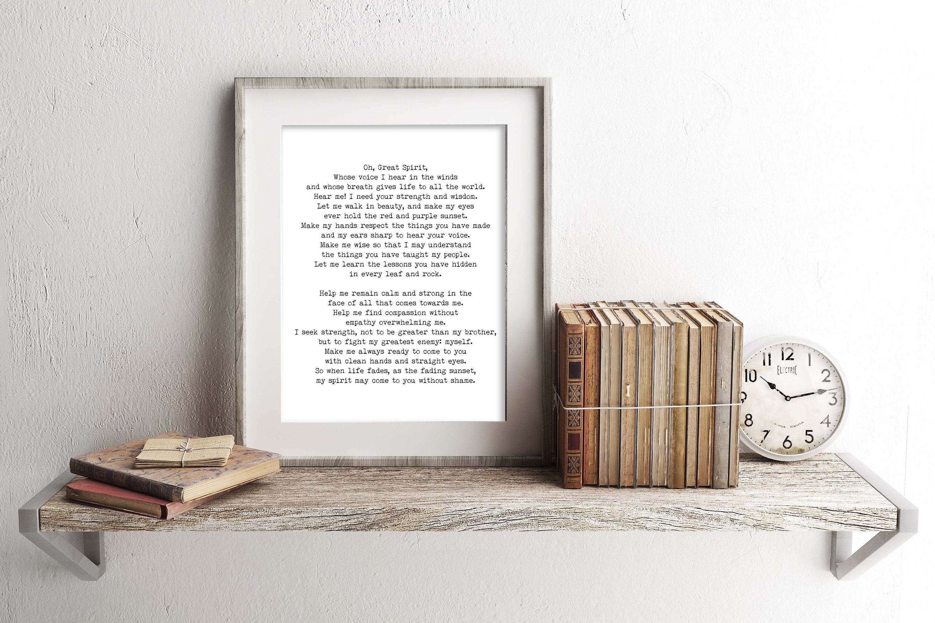 Oh Great Spirit Native Indian American Prayer Quote Print In Black & White, Inspirational Gift Wall Art Print Unframed Or Framed Art