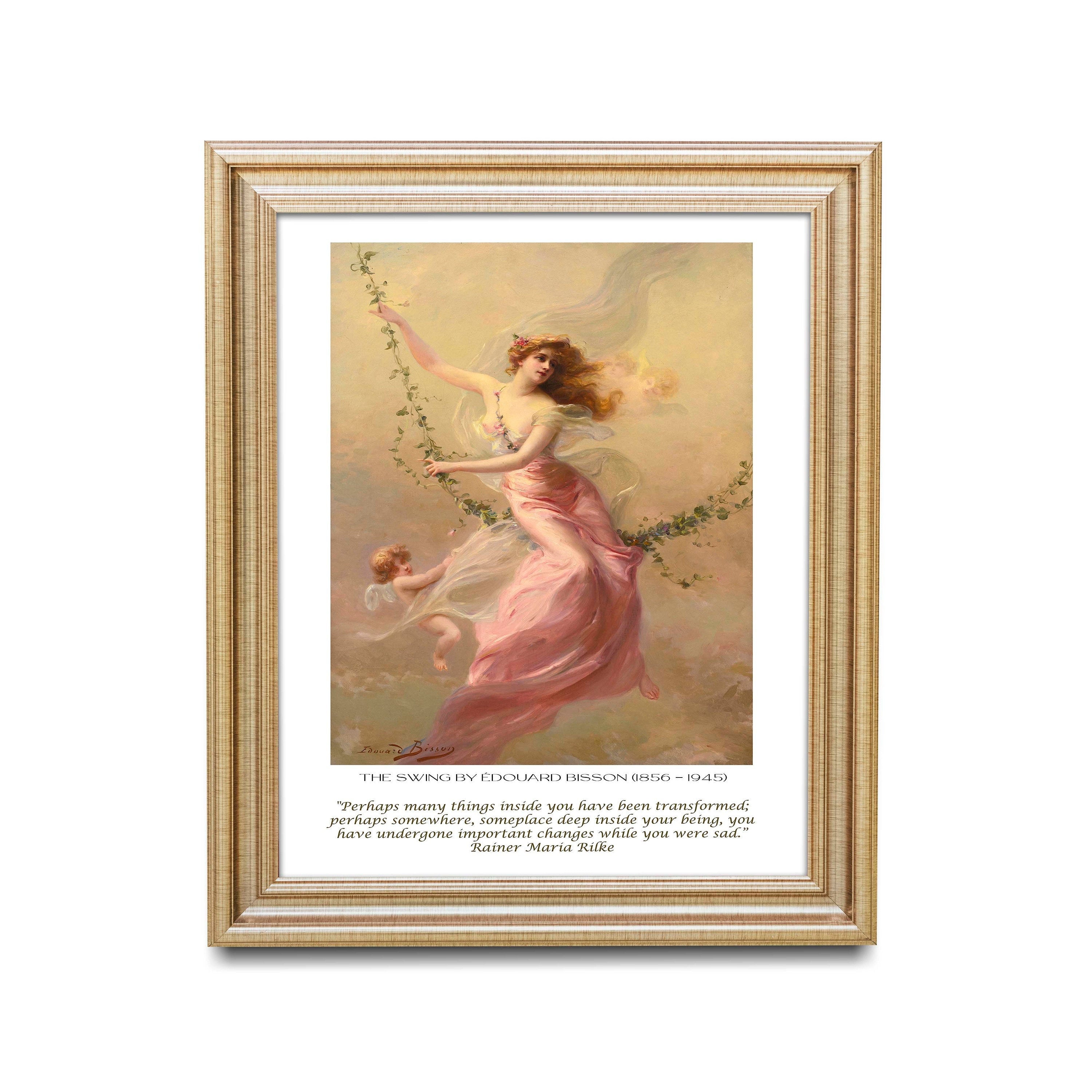 Rainer Maria Rilke inspirational quote, unframed Edouard Bisson fine art prints - the swing, perhaps many things inside you