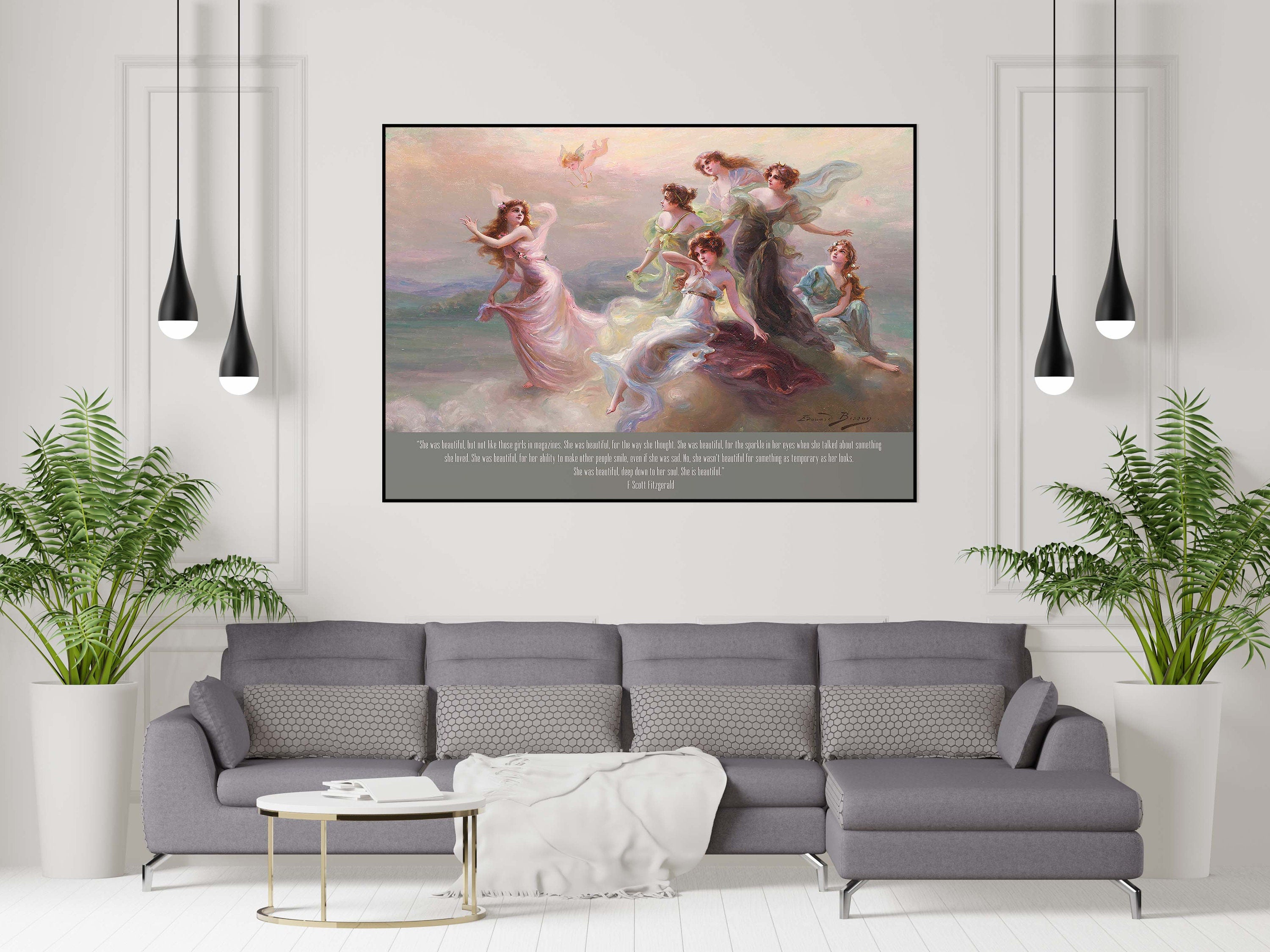 F Scott Fitzgerald She Was Beautiful Quote, Edouard Bisson Unframed Fine Art Print