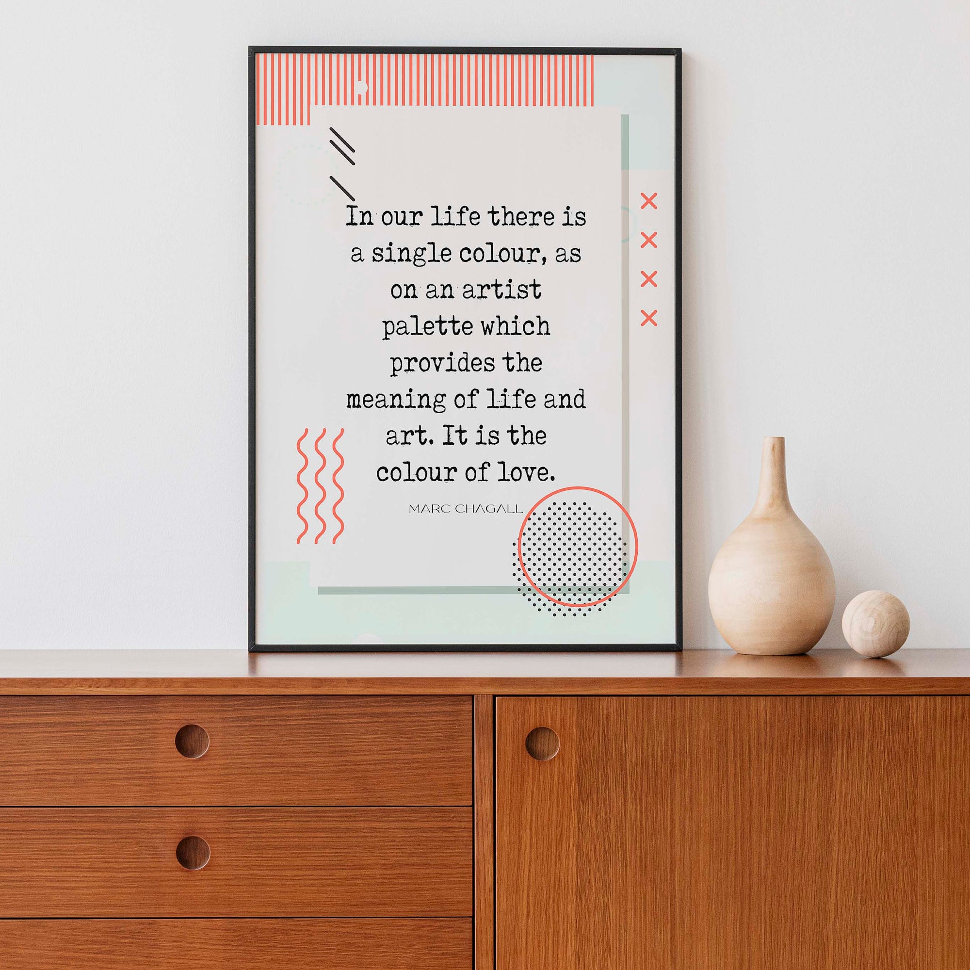 The Color of Love Marc Chagall Quote Wall Art Prints, Unframed Modern Geometric Abstract Inspirational Wall Decor for Living Room or Bedroom