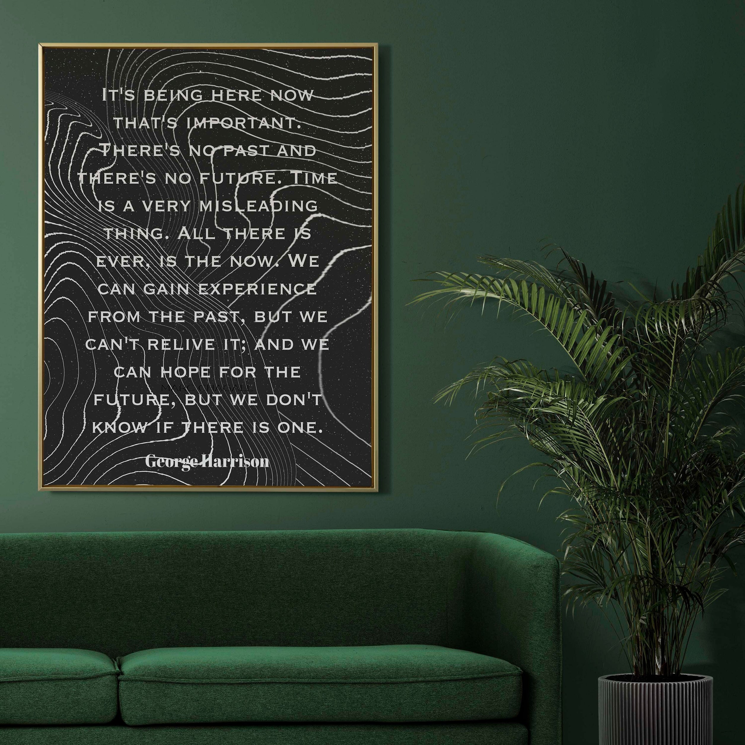 George Harrison Being Here Now Quote Wall Art Prints, Unframed Modern Abstract Mindfulness Inspirational Wall Decor in Black & White