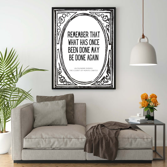 Alexandre Dumas The Count of Monte Cristo Quote Print, Office Wall Decor Black & White Art
