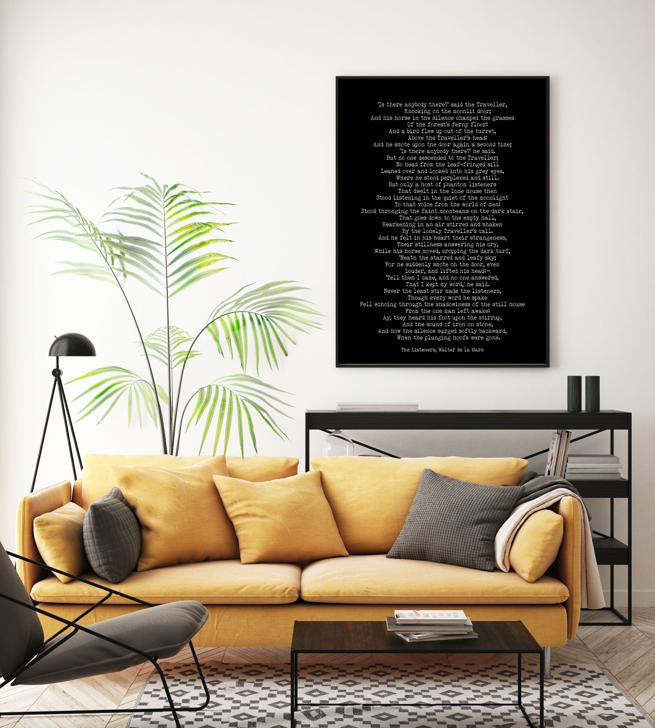 The Listeners Walter De La Mare Wall Art Print in Black & White for Living Room Wall Art, Unframed