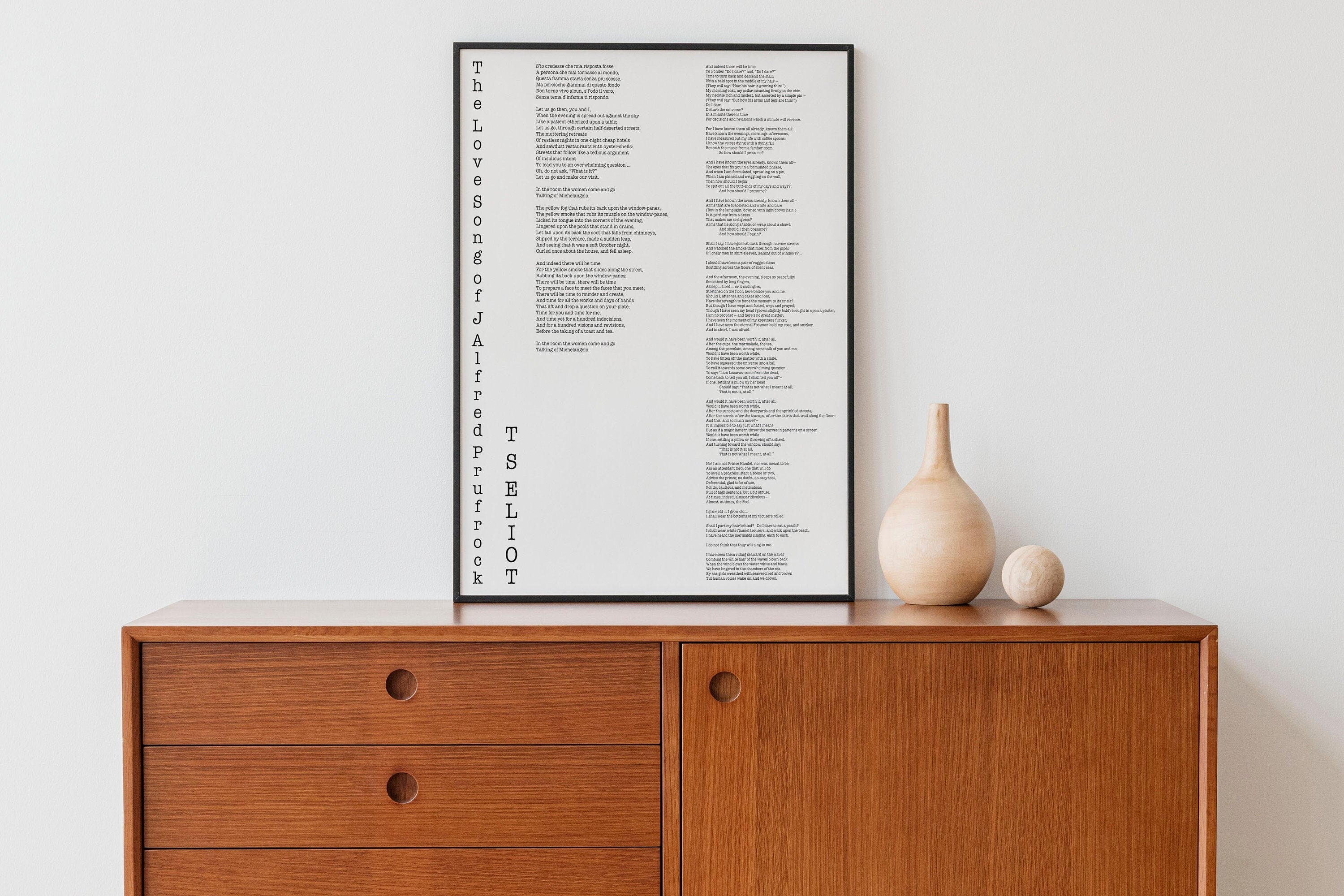 T.S. Eliot Love Song of J. Alfred Prufrock Wall Art Print, Poetry Quote Art Typography Poem Print