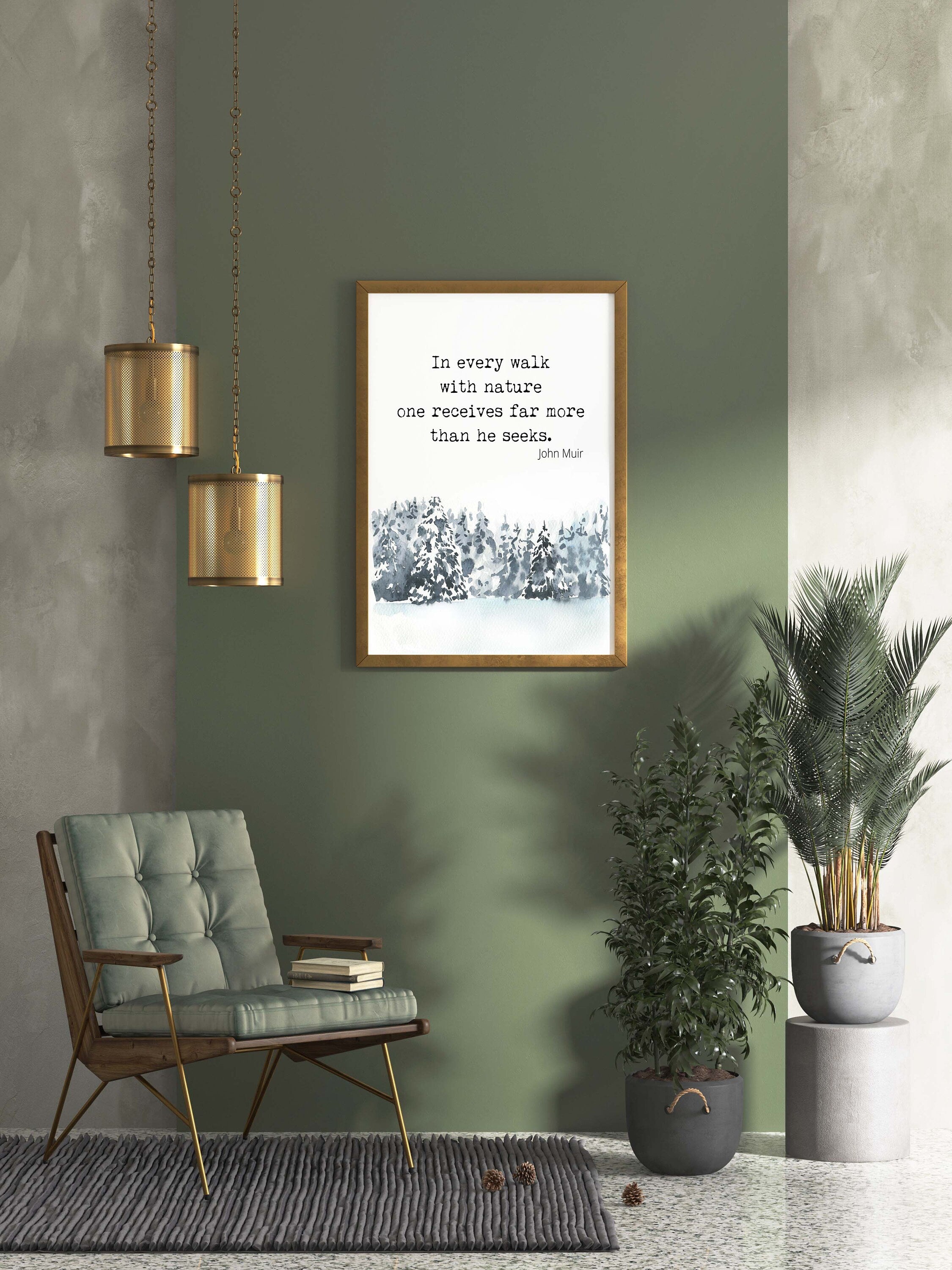 John Muir Print for Country Decor, In Every Walk With Nature Quote Wall Art Prints