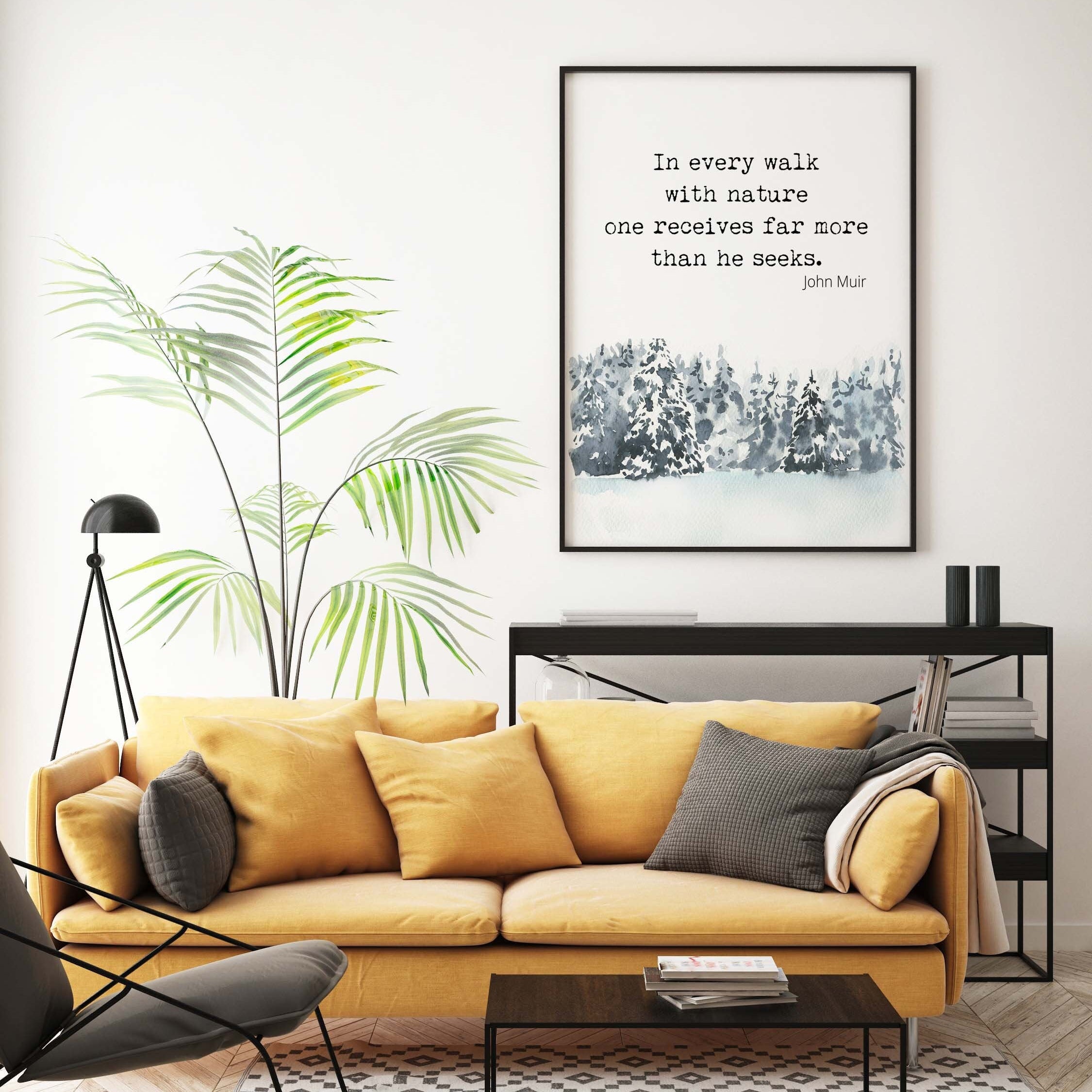 John Muir Print for Country Decor, In Every Walk With Nature Quote Wall Art Prints