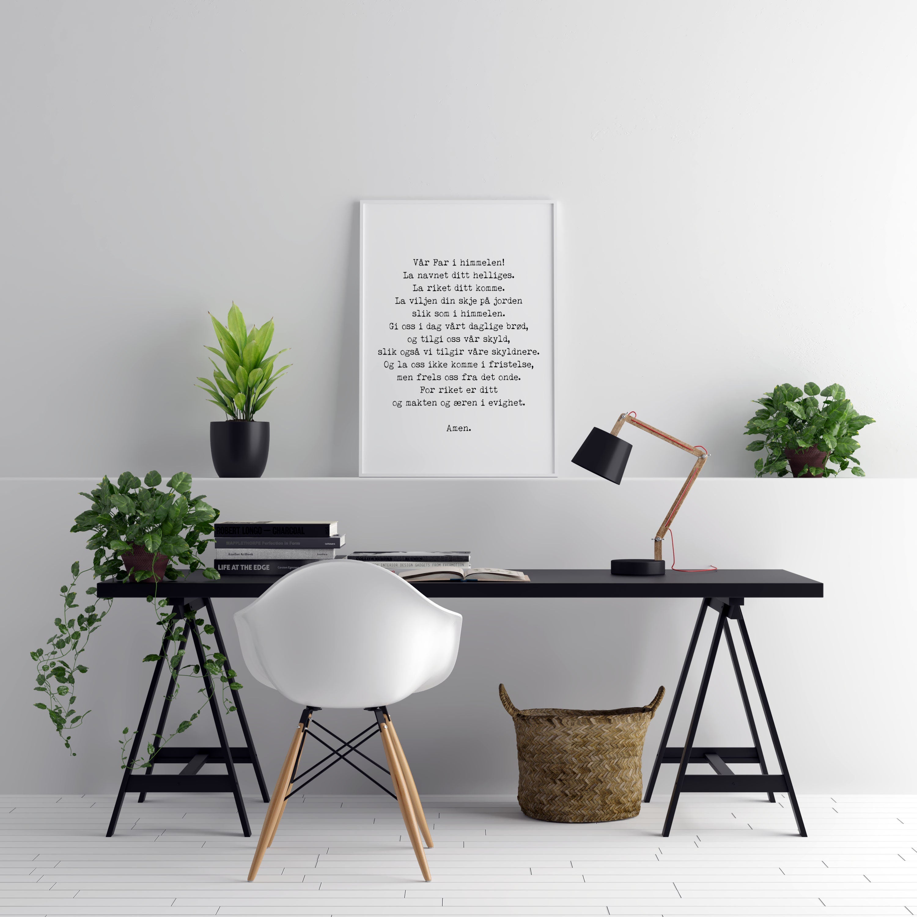 Norwegian LORD's Prayer Unframed Quote Print in Black & White, Var Far Our Father Prayer Christian Wall Art Inspirational Quote