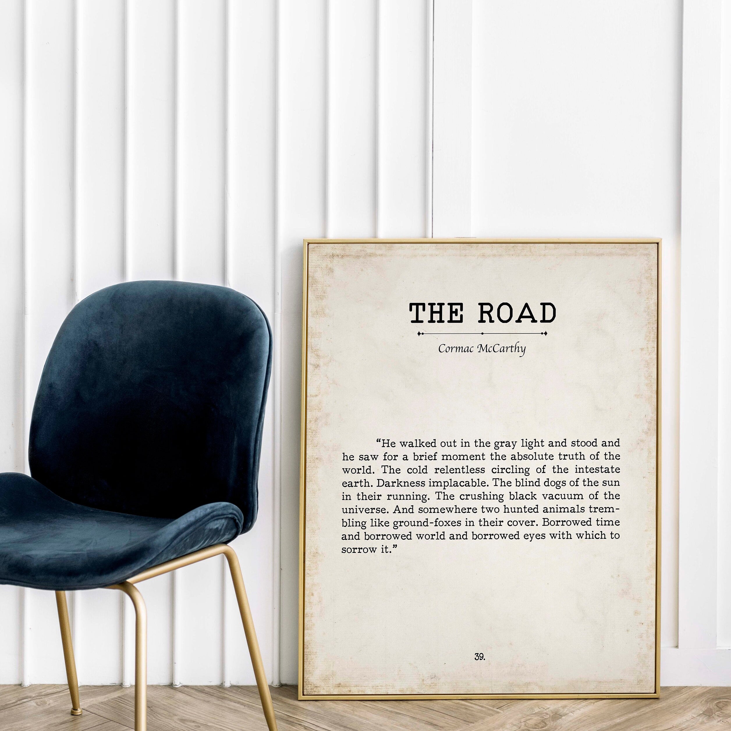 Cormac McCarthy The Road Book Page Inspirational Wall Art, He Walked Out In The Gray Light Quote Vintage Style Print Wall Decor